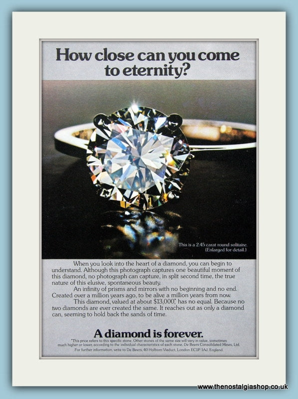 De Beers A Diamond Is Forever Vintage 1979 Print Ad