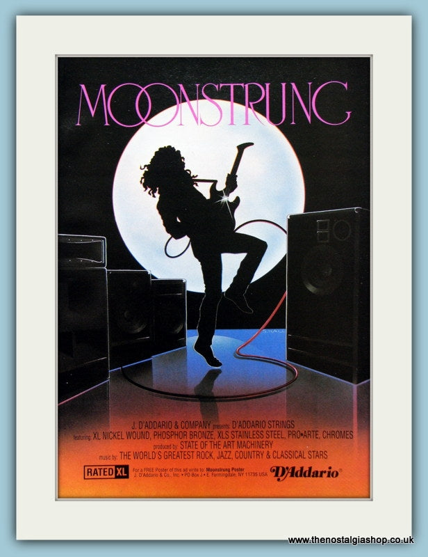 Moonstrung D Addario Guitar Strings. Original Advert 1990 ref