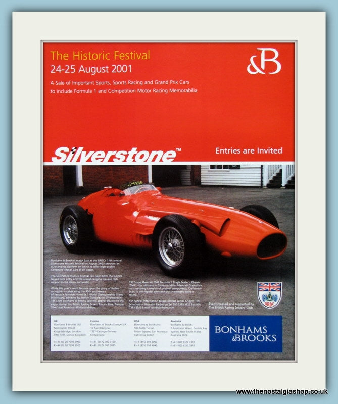 Silverstone Historic Festival 2001. Original Advert (ref AD2024) – The  Nostalgia Shop