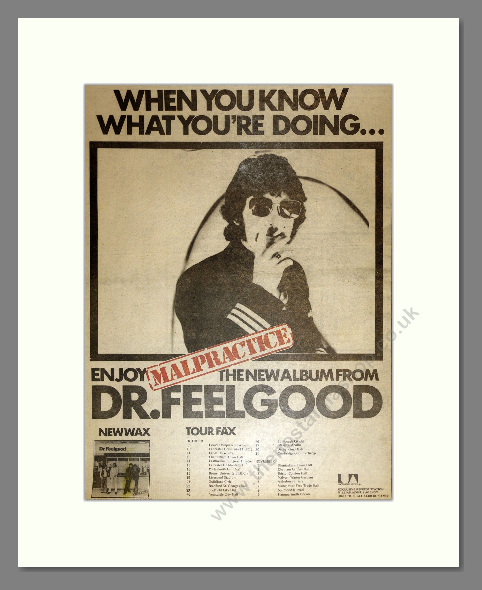 Dr Feelgood - Malpractice (UK Tour). Vintage Advert 1975 (ref