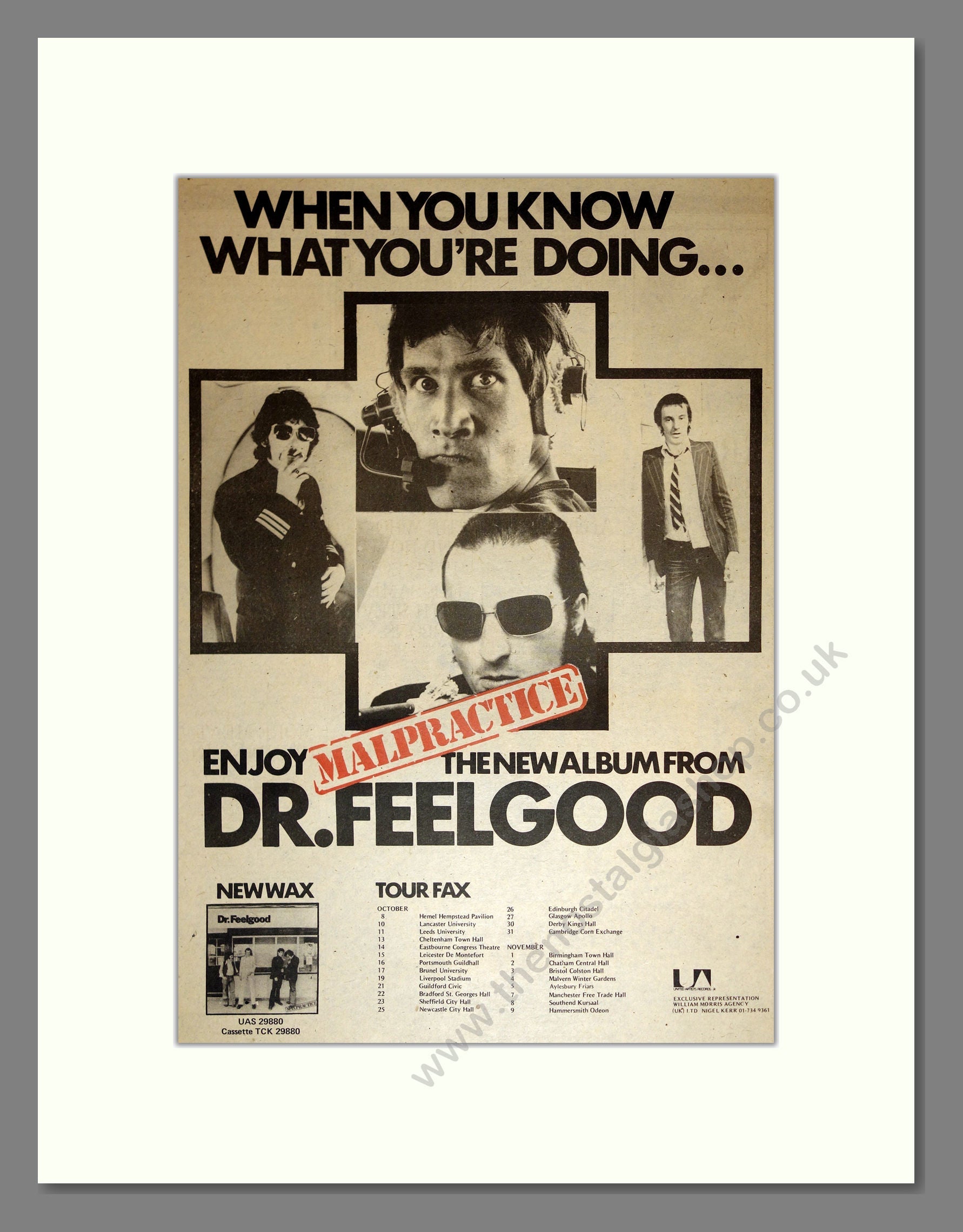 Dr Feelgood - Malpractice (UK Tour). Vintage Advert 1975 (ref