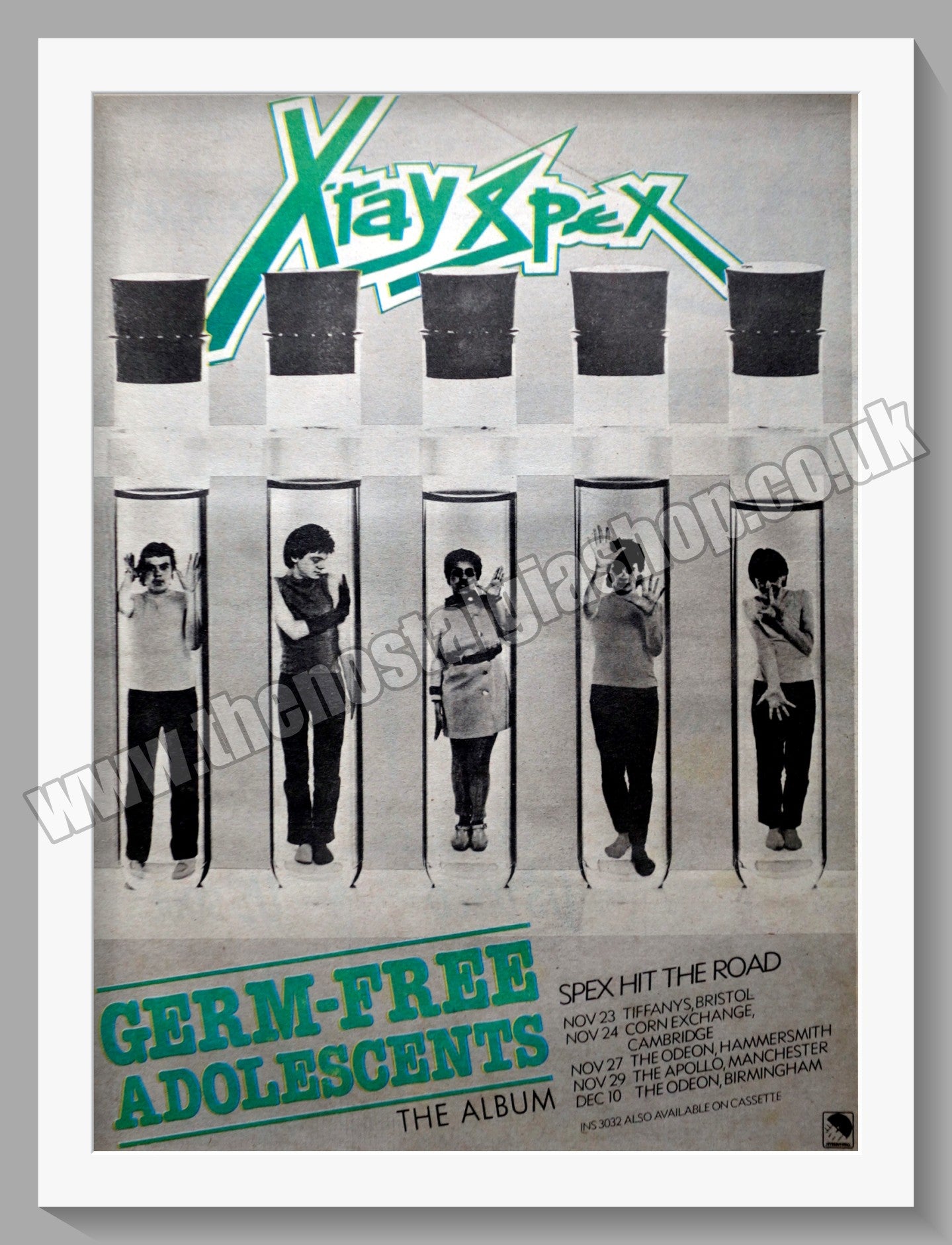 Xray Spex Germ-Free Adolescents. UK Tour. Vintage Advert 1978 (ref AD14590)