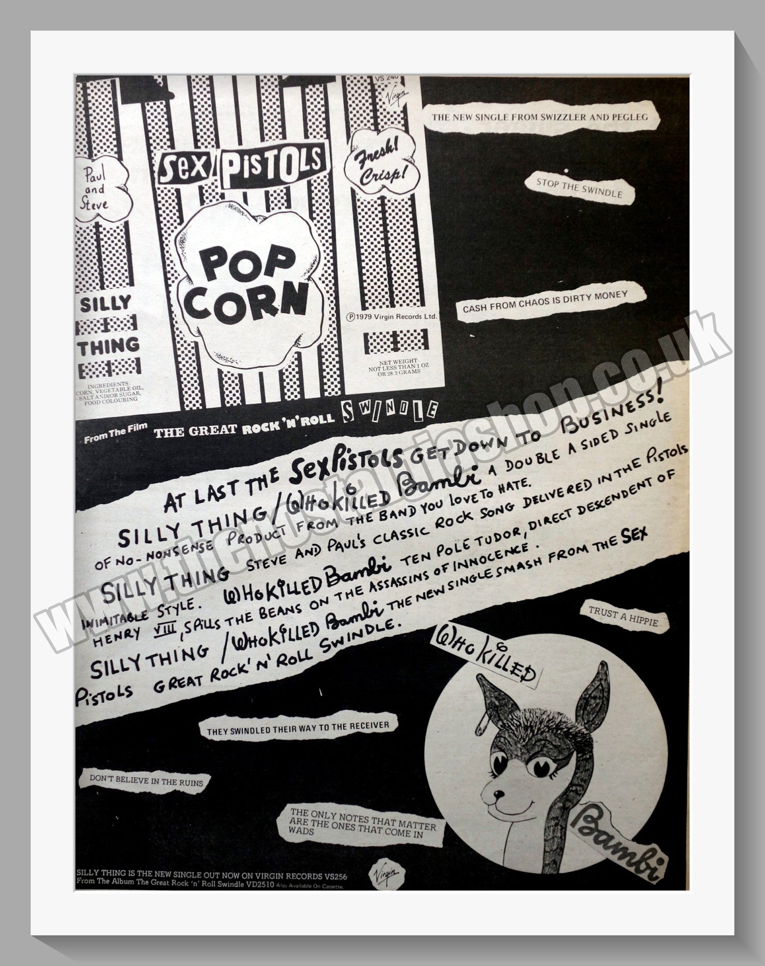 Sex Pistols Who Killed Bambi Original Vintage Advert 1979 Ref Ad1470 The Nostalgia Shop 3412