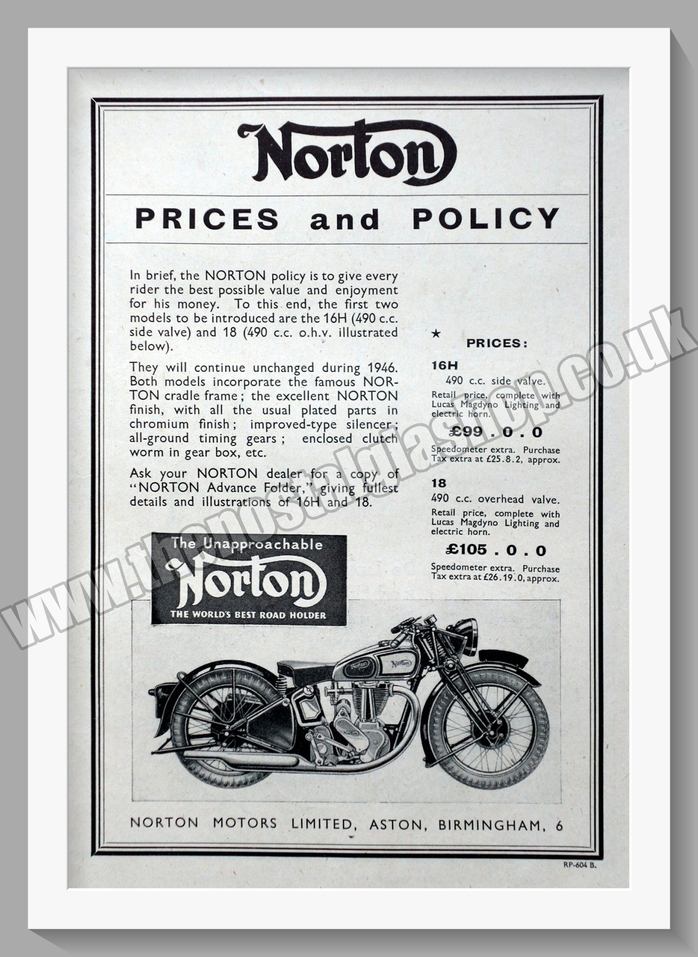 price of norton motorcycles