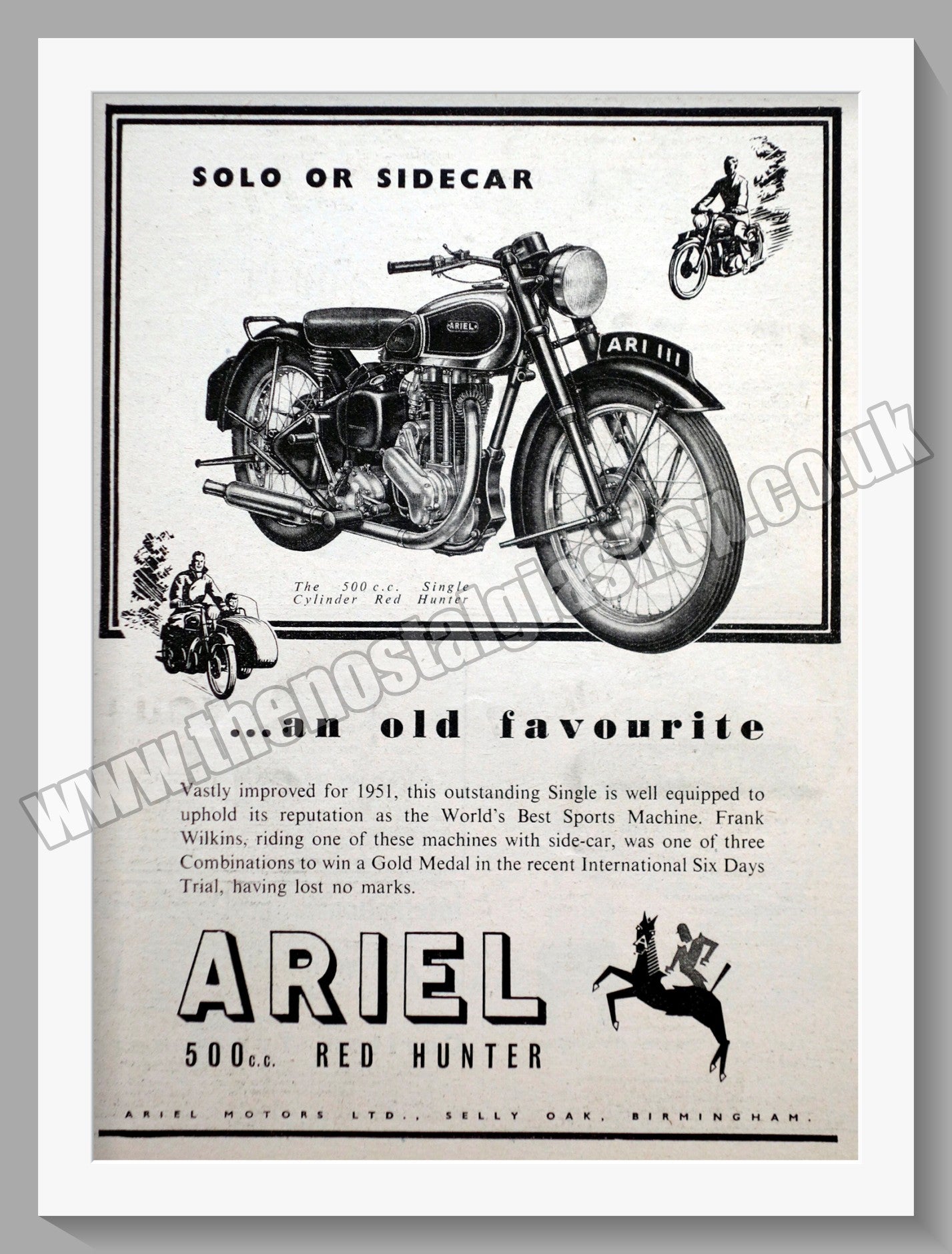 Ariel store 500cc motorcycle