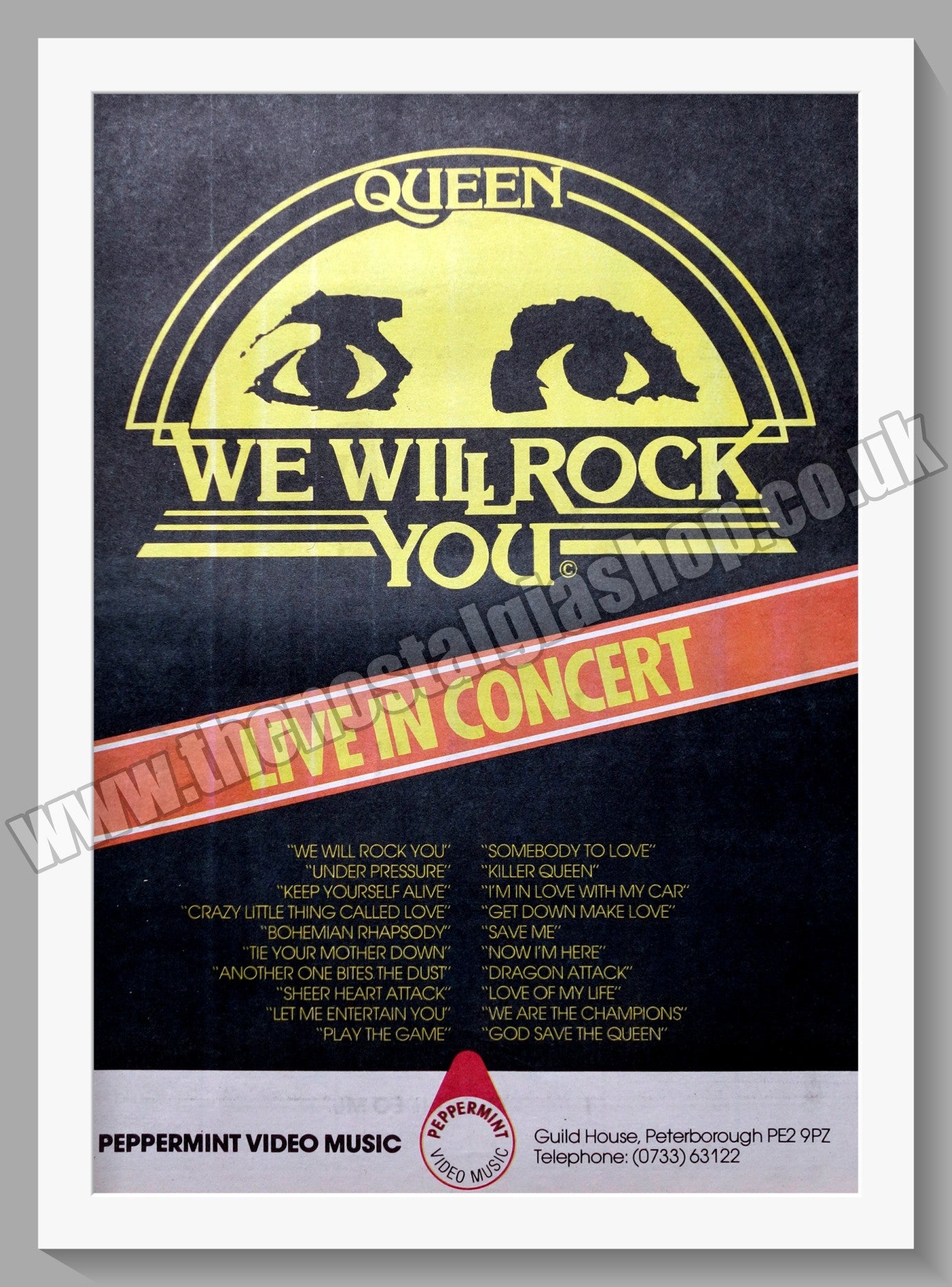 Queen. We Will Rock You. Live on Video. 1984 Original Advert (ref AD15 –  The Nostalgia Shop