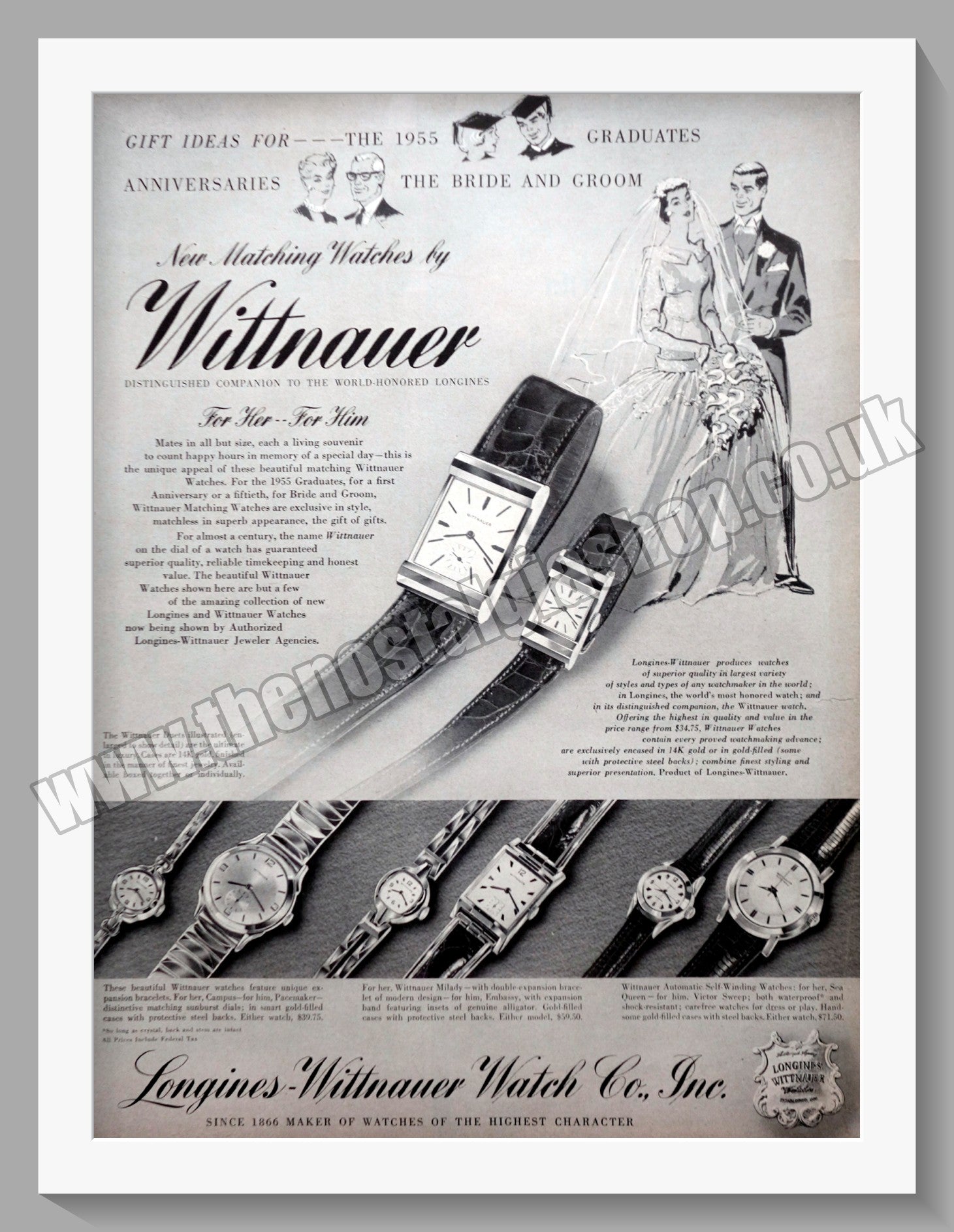 Longines Wittnauer Watches. Original Advert 1955 ref AD300819