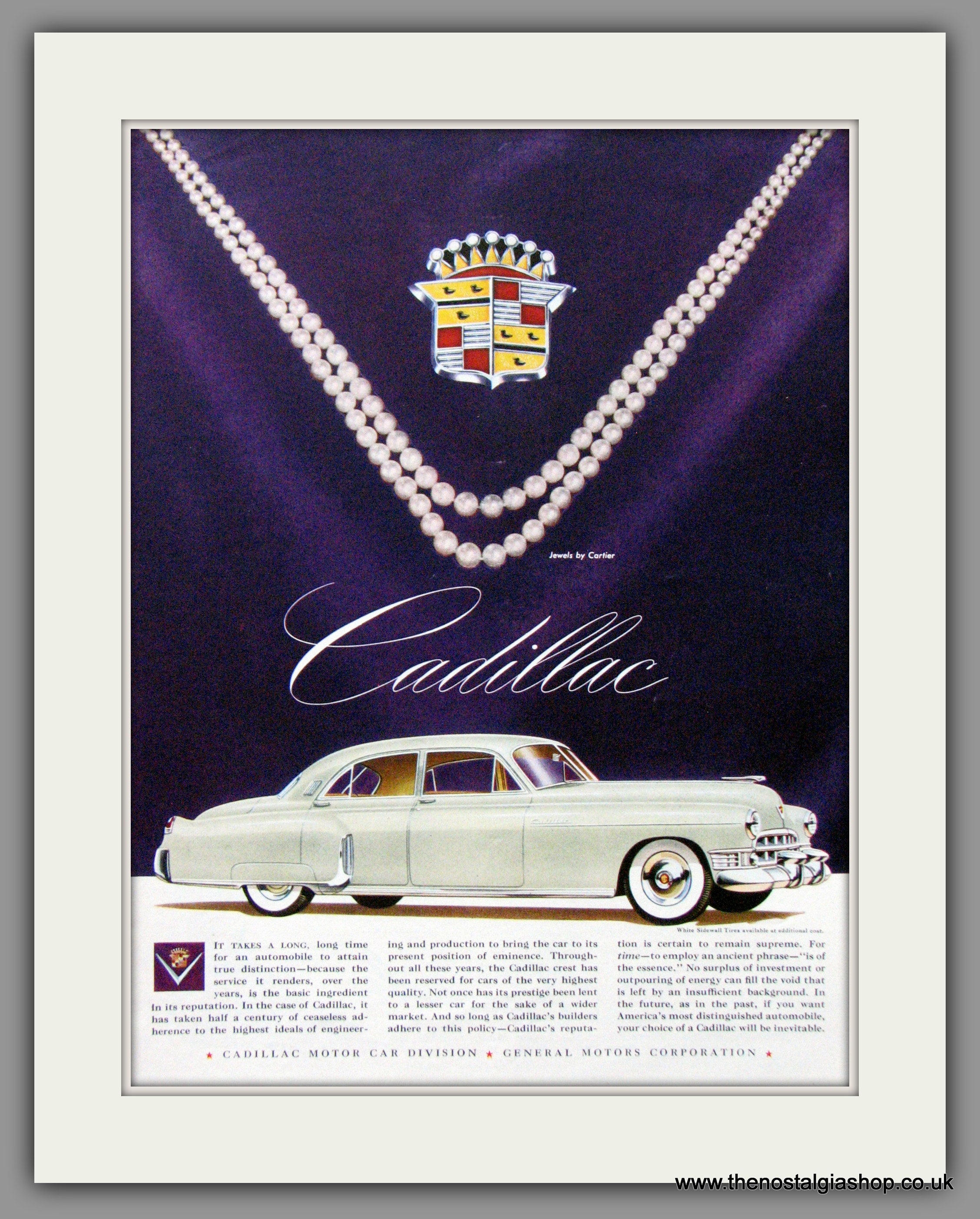 Cadillac 1949 with Jewels by Cartier. Original American Advert