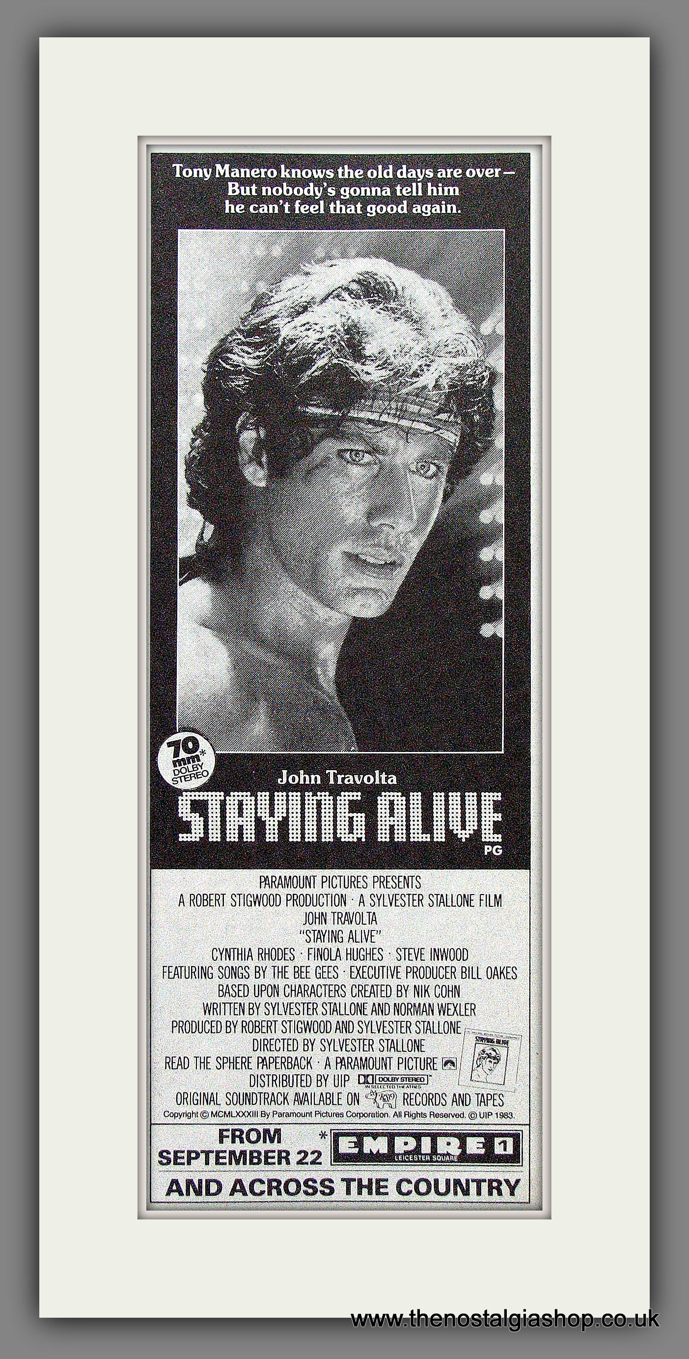 Staying Alive. John Travolta. Original Advert 1983 (ref Ad53581) – The 