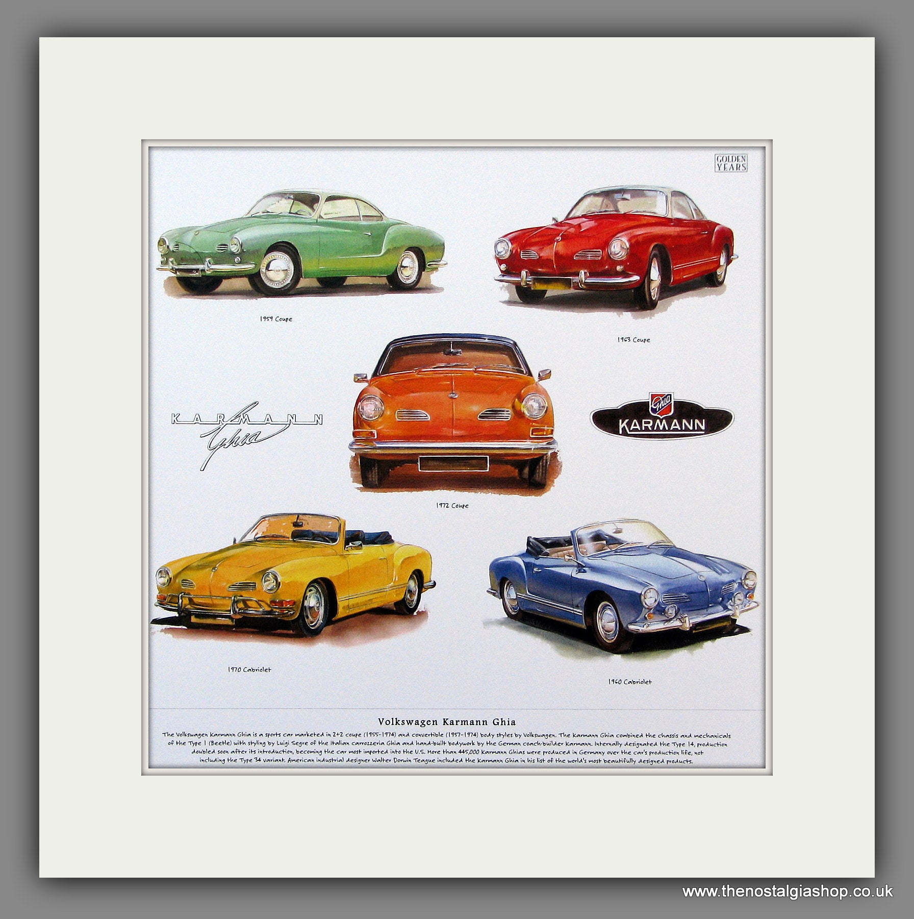 Vw Karmann Ghia. Mounted Print. – The Nostalgia Shop