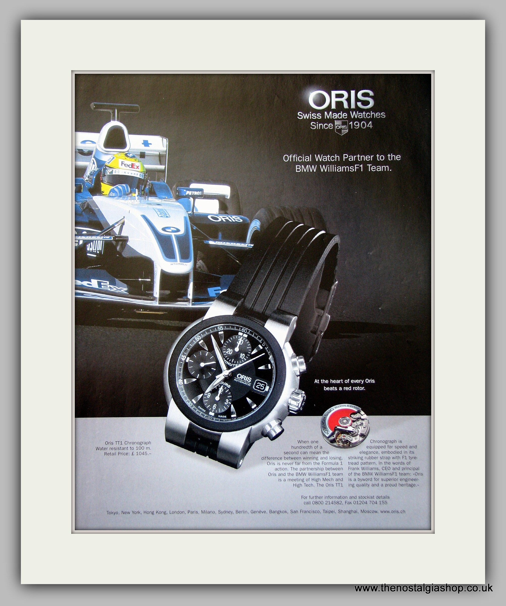 Oris Automatic TT1 Chronograph Watch Original Advert 2004 ref AD6915