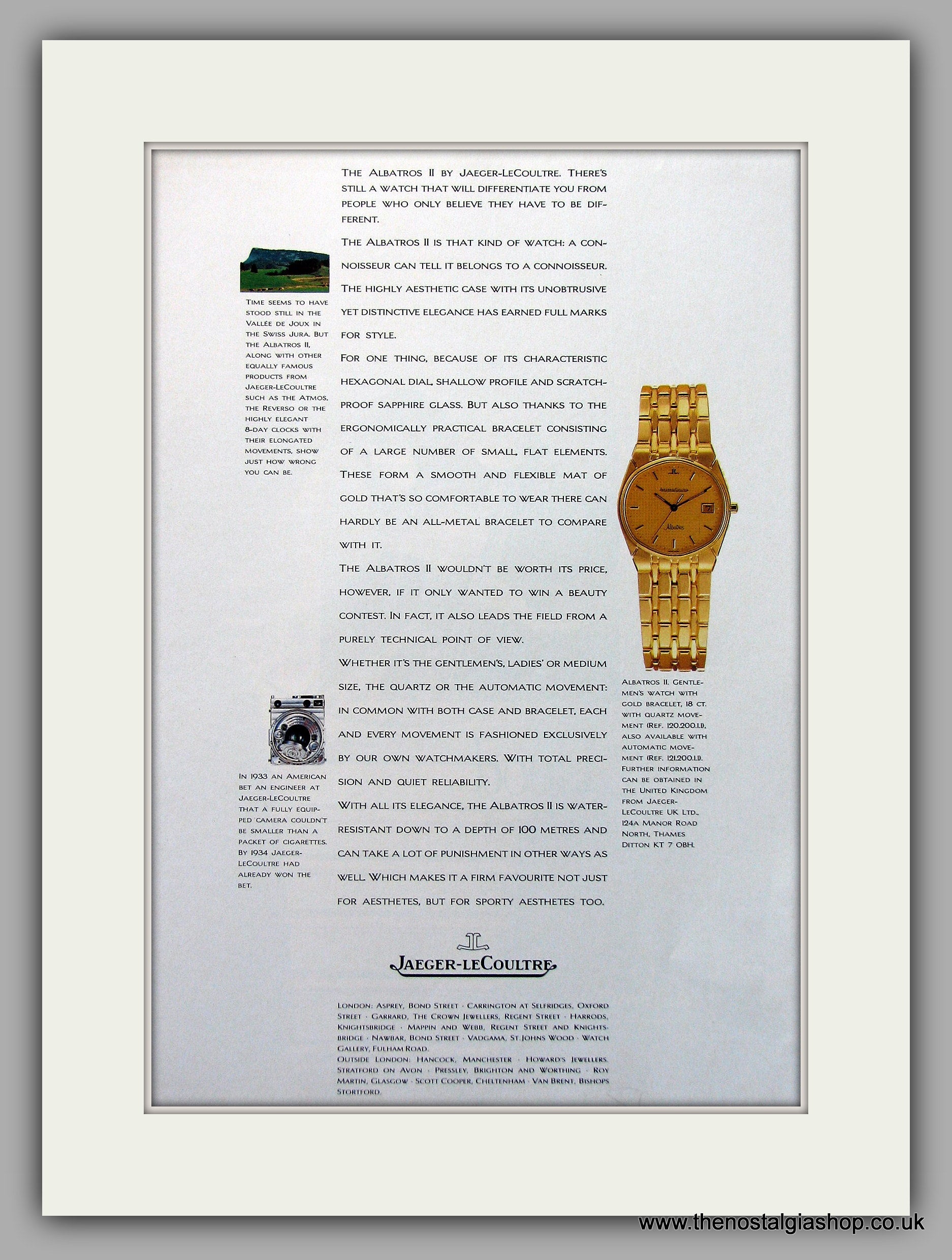 Jaeger LeCoultre Albatros II Watch Original Advert 1986 ref