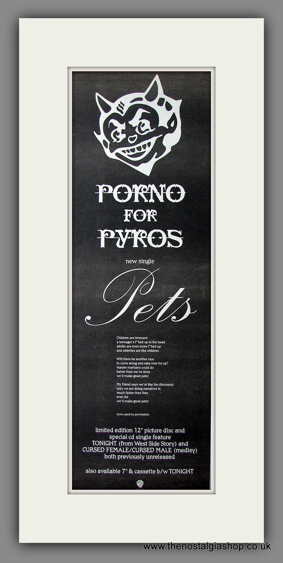 Porno For Pyros. Pets. Original Advert 1993 (ref AD200061) – The Nostalgia  Shop