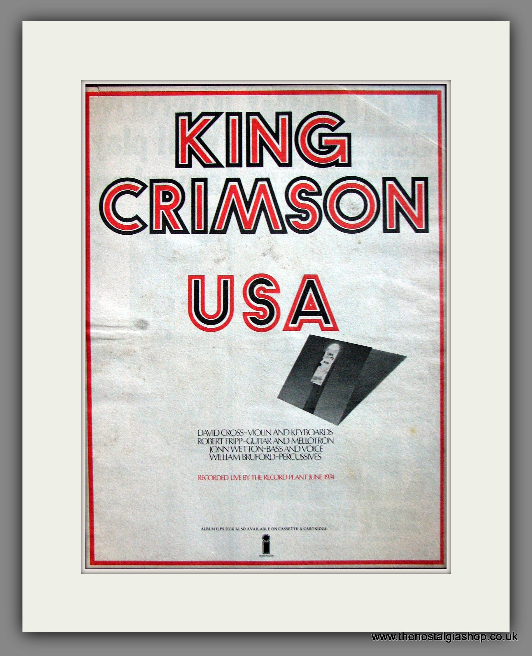 King Crimson. USA. Original Advert 1975 (ref AD11967) – The