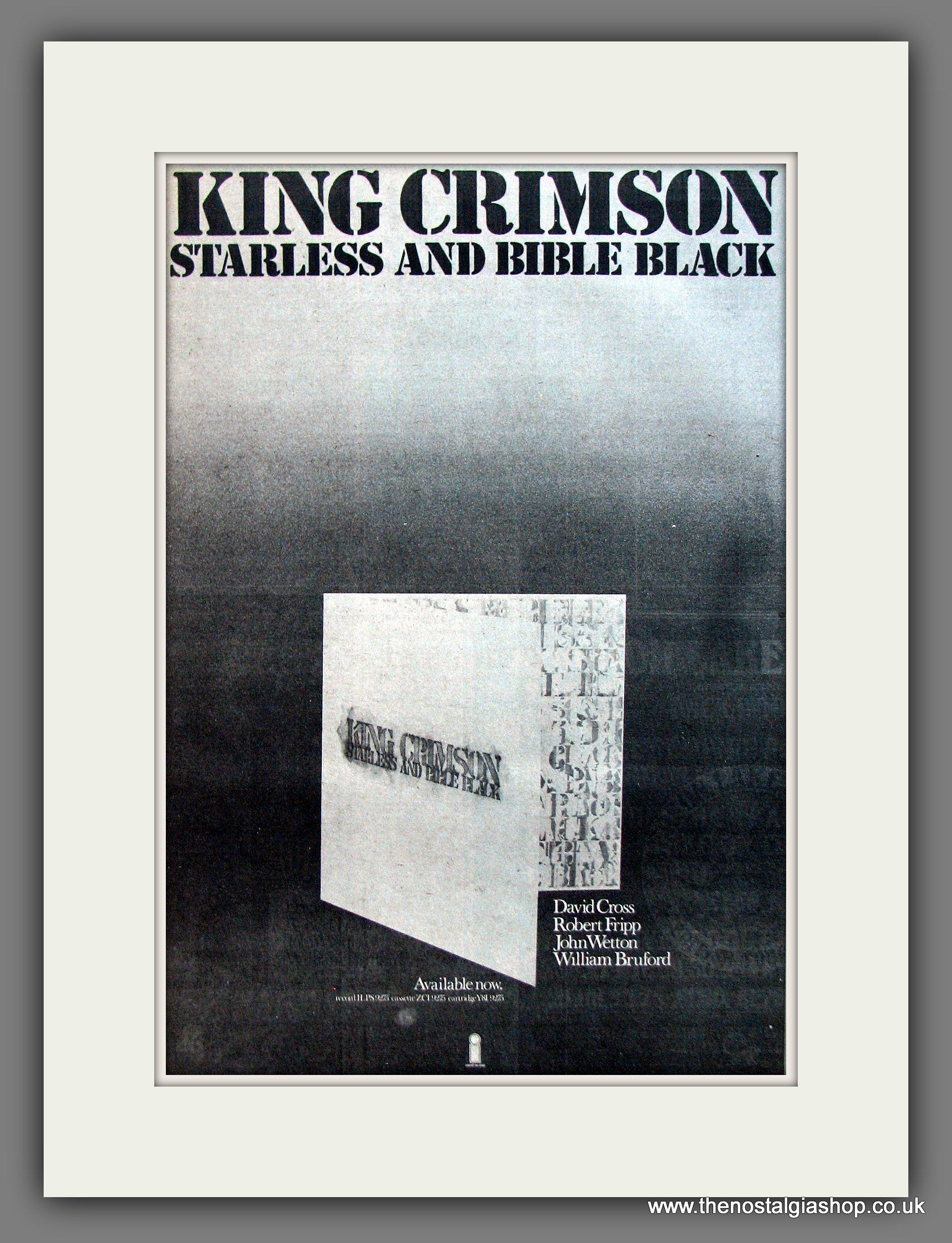 King Crimson. Starless and Bible Black. Original Advert 1974 (ref