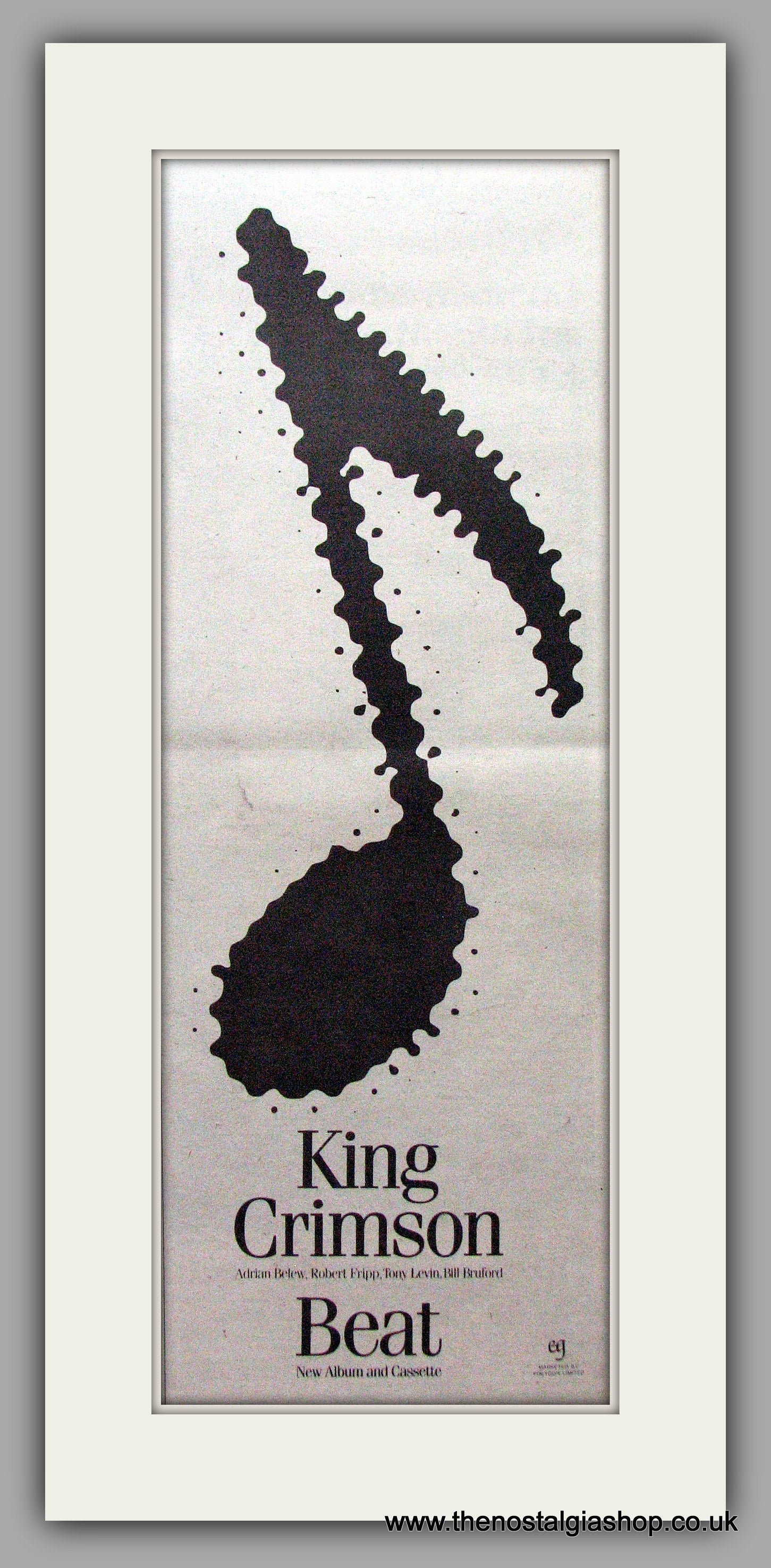 King Crimson. Beat. Vintage Advert 1982 (ref AD9543) – The