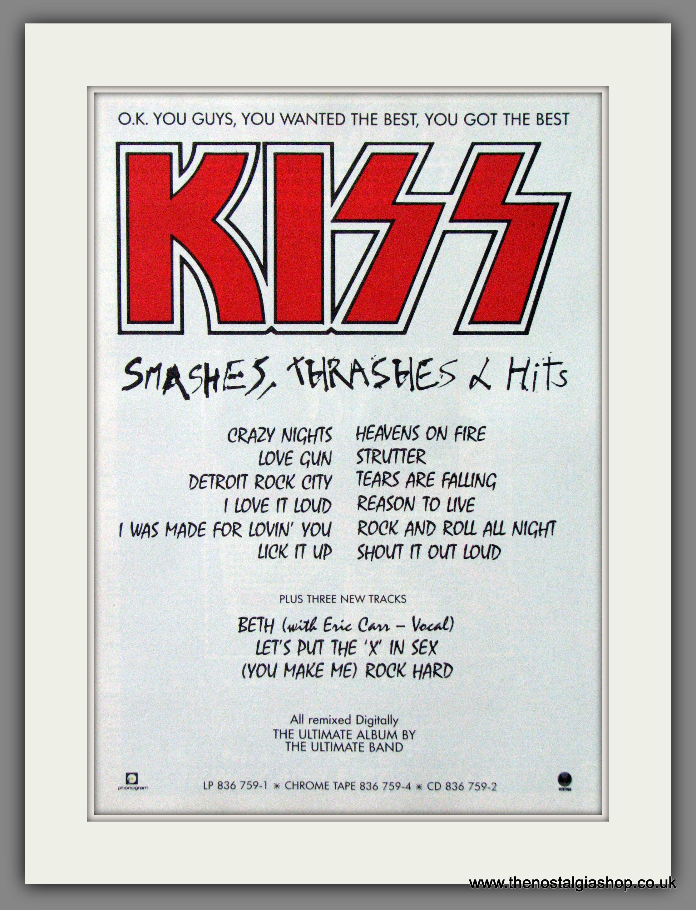 Kiss. Slashes, Thrashes and Hits. 1988 Original Advert (ref AD55106) – The  Nostalgia Shop