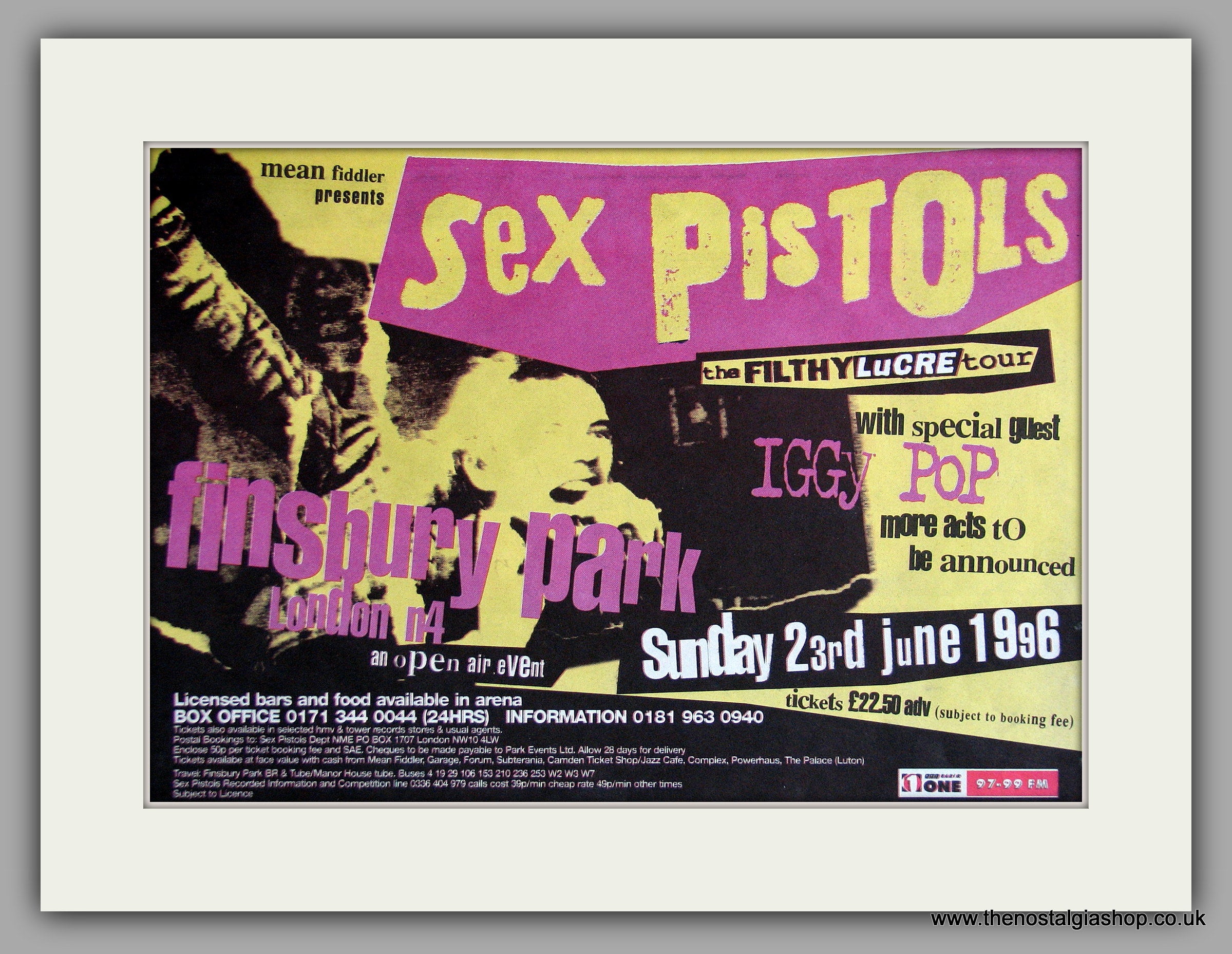 Sex Pistols Finsbury Park 1996. Original Advert (ref AD7961) – The  Nostalgia Shop