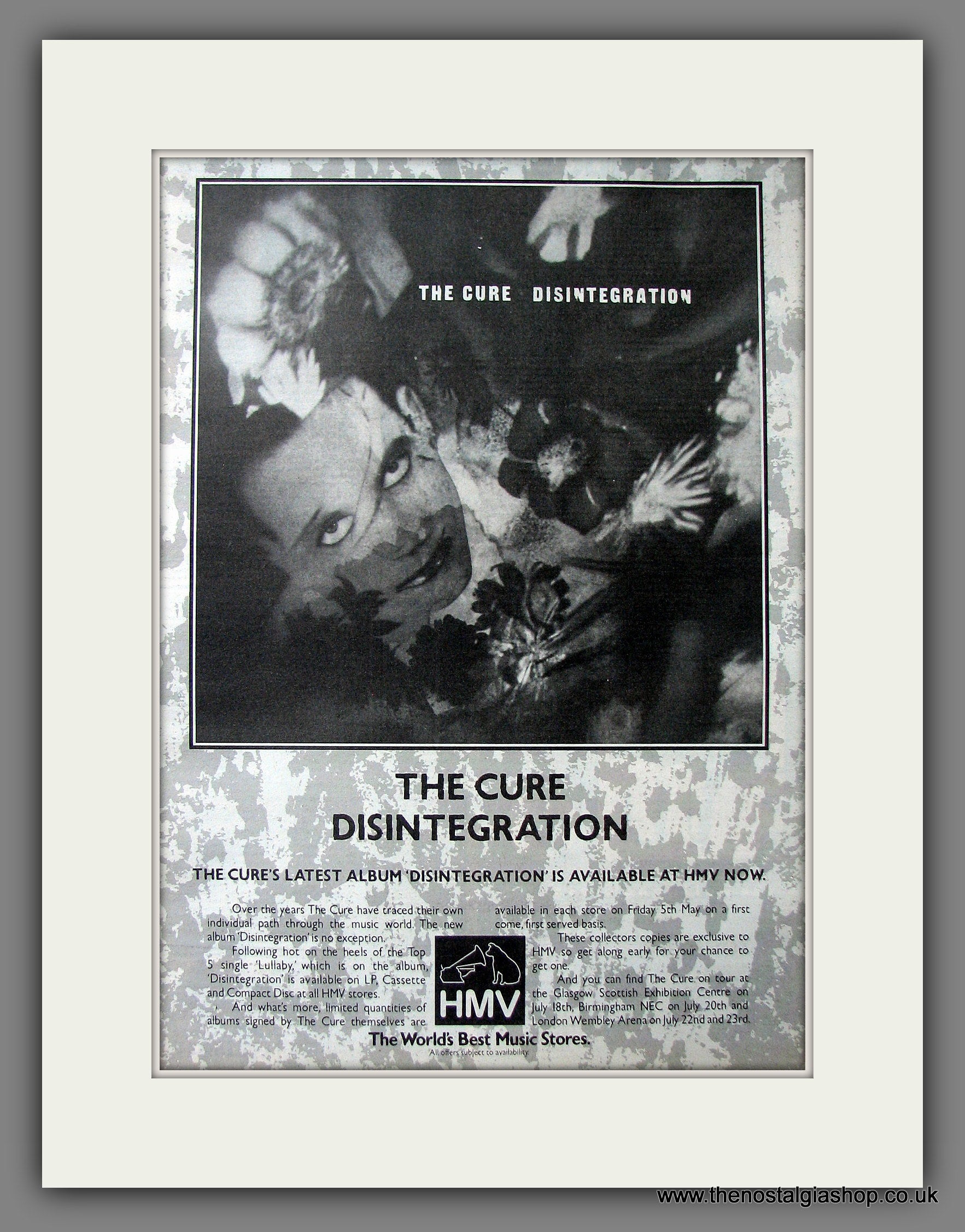 Cure (The) Disintegration. Original Advert 1989 (ref AD13650