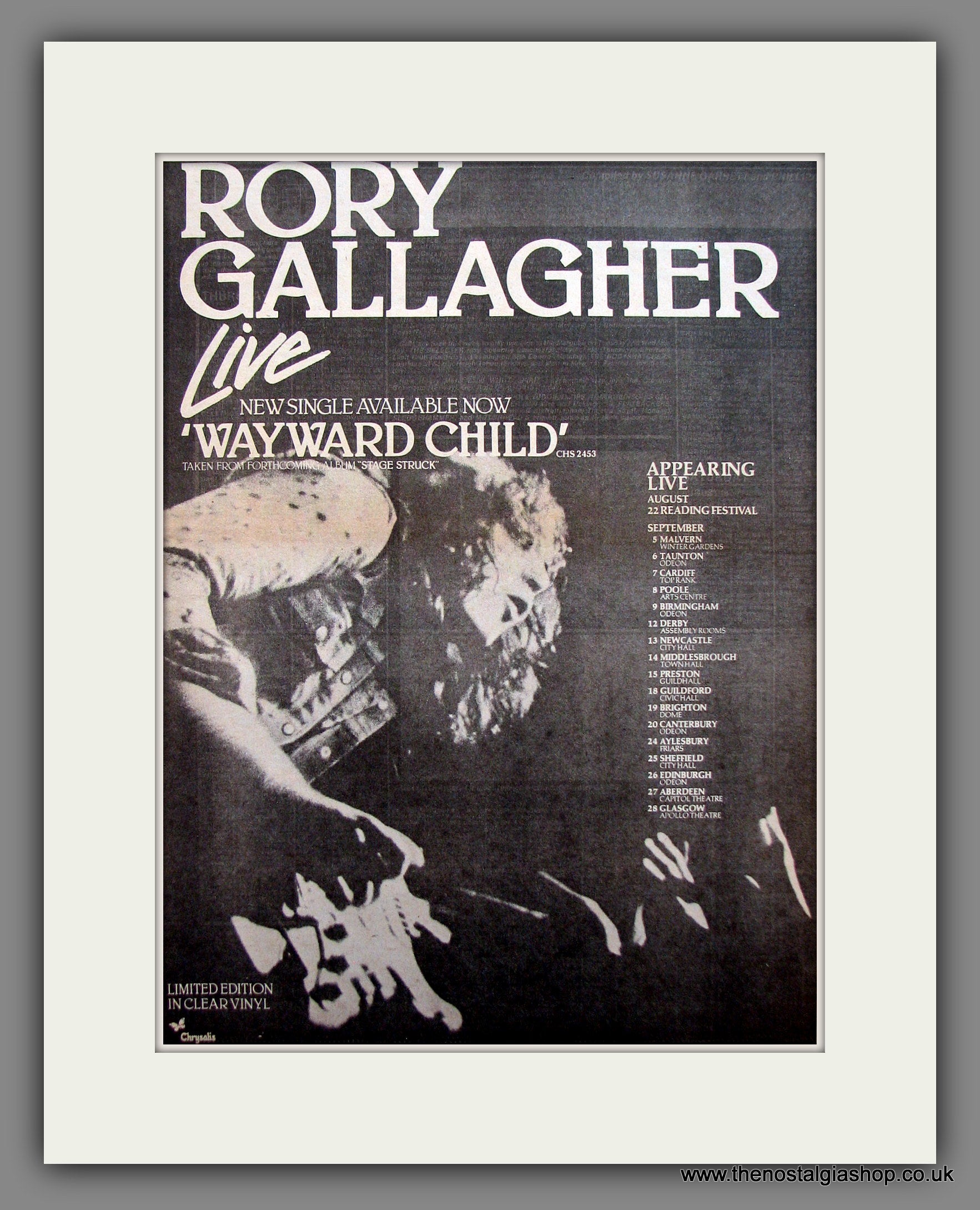 Gallagher.　–　Vintage　Rory　Advert　AD13899)　Child.　(ref　Wayward　1980　Shop　The　Nostalgia