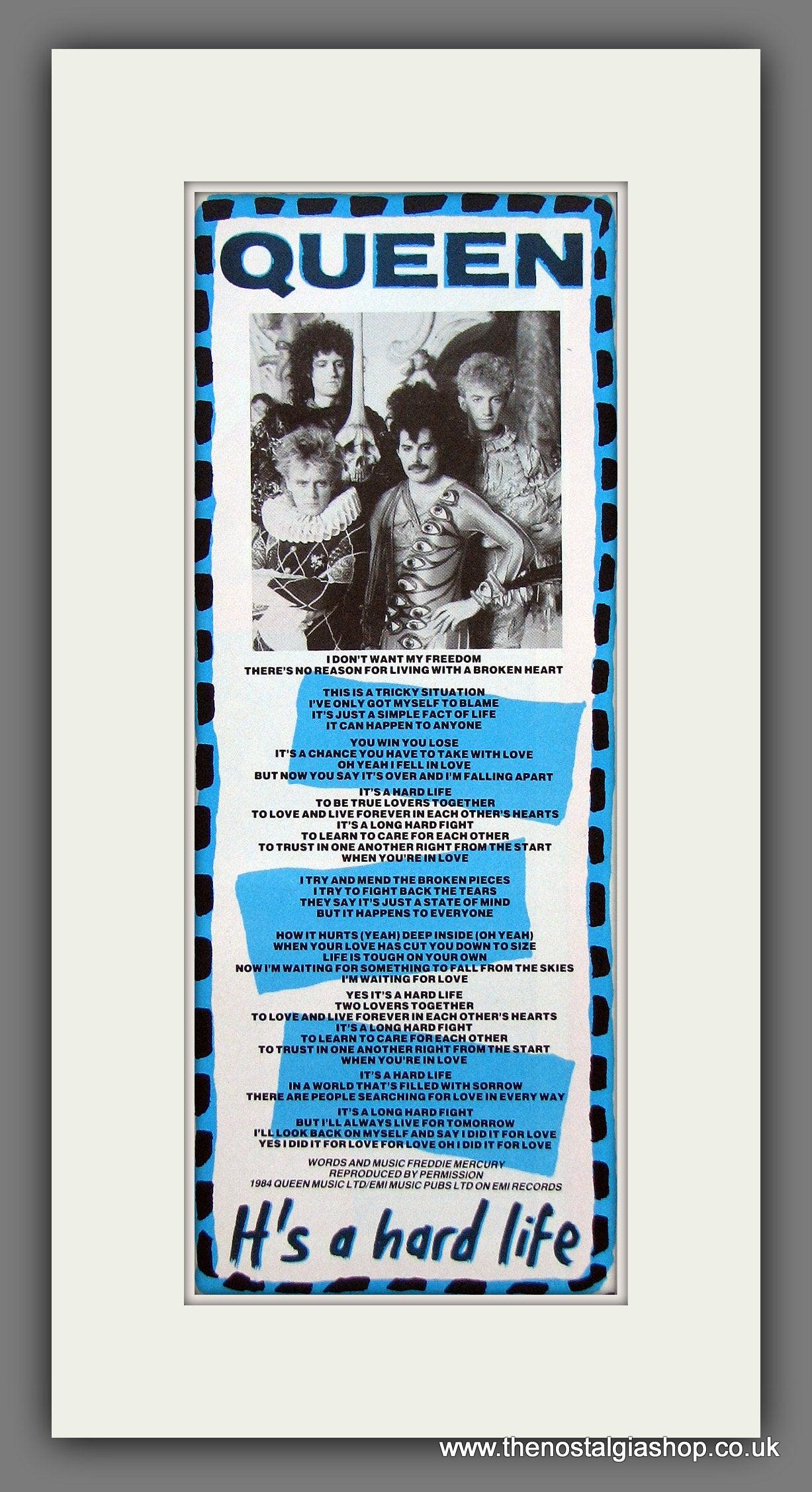 Queen lyrics print