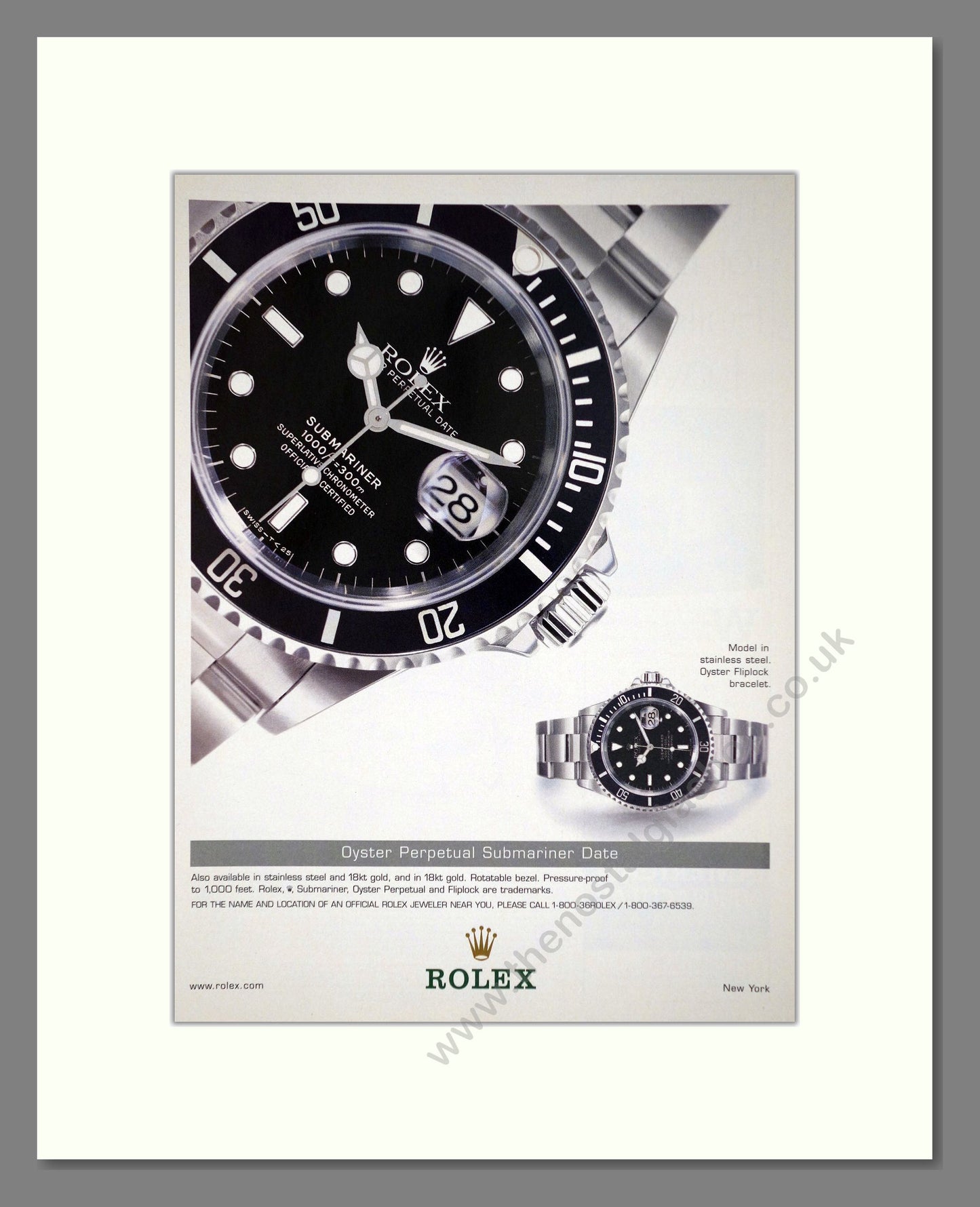 Rolex Oyster Perpetual Submariner Date. Original Advert 2002 (ref AD63138)