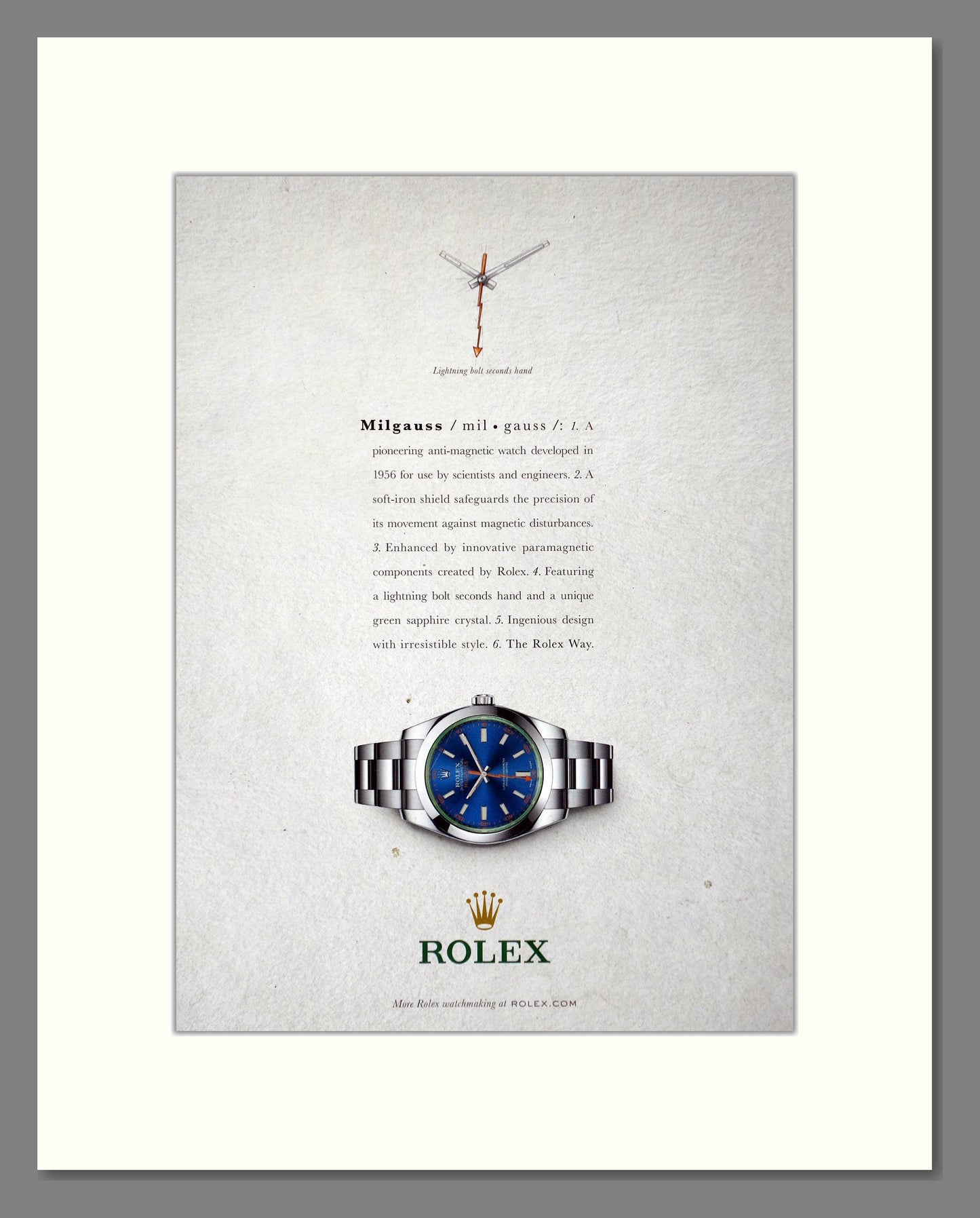 Rolex Milgauss. Original Advert 2016 (ref AD63144)