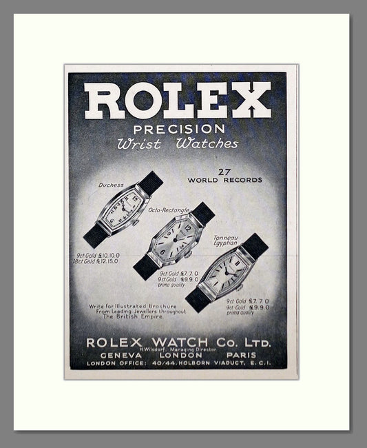 Rolex Precision Watches. Original Advert 1935 (ref AD63154)