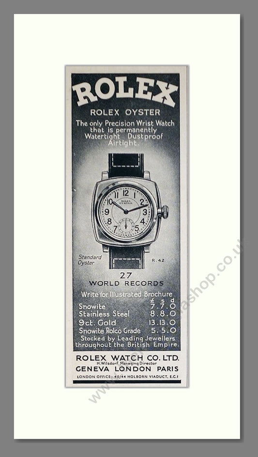 Rolex Oyster. Original Advert 1935 (ref AD63156)