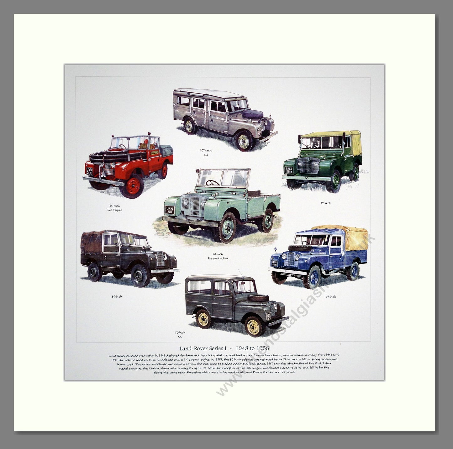 Land Rover Series I 1948-1958 Mounted Print.