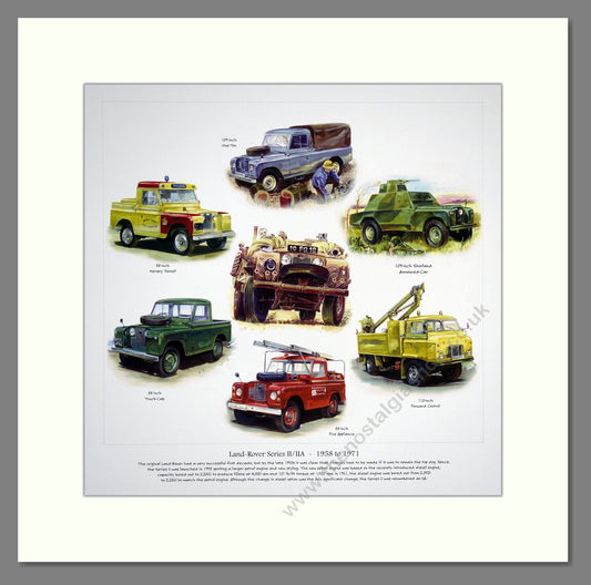 Land Rover Series II/IIA 1958 - 1971. Mounted Print.