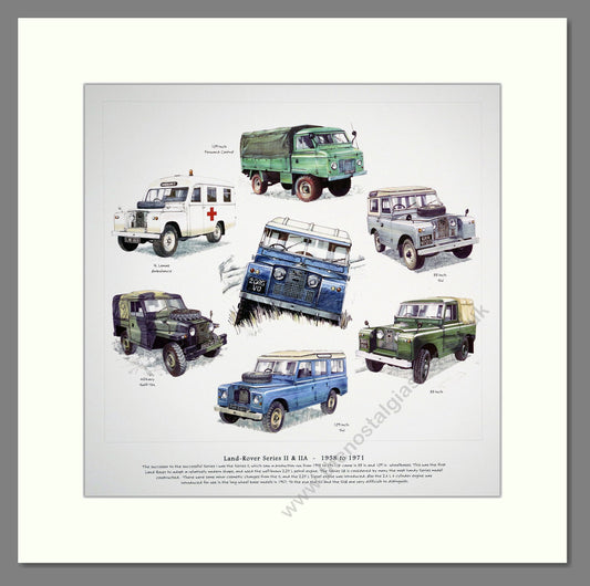 Land Rover Series II & IIA 1958 - 1971. Mounted Print (ref PR3004)