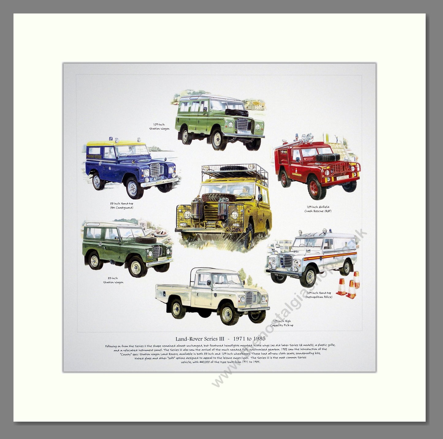 Land Rover Series III 1971 - 1985. Mounted Print.