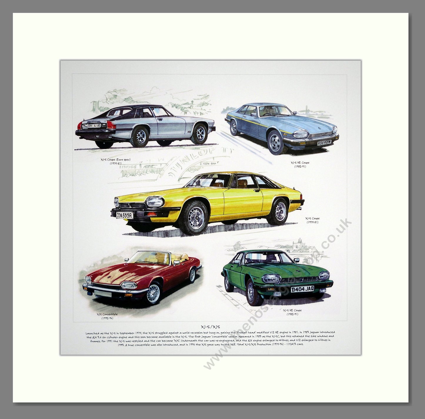 Jaguar XJ-S/XJS. Mounted Print.