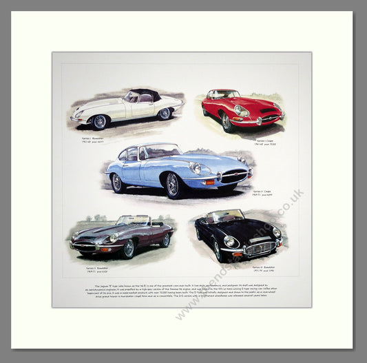 Jaguar E-Type. Mounted Print.