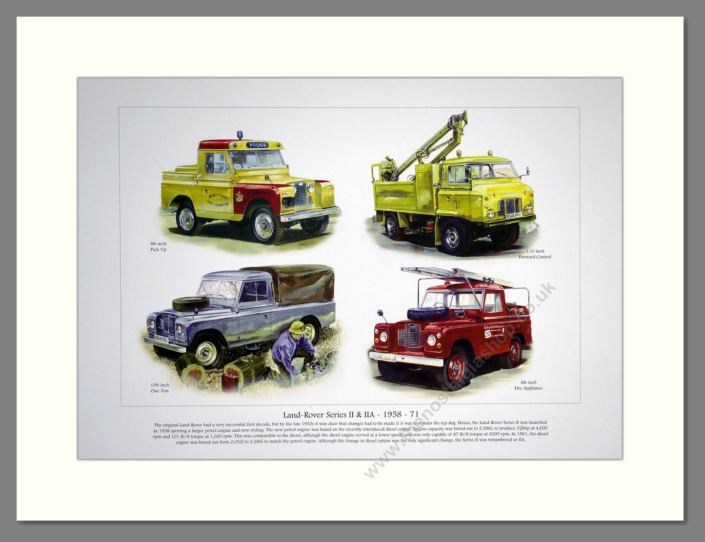 Land Rover Legends II & IIA Mounted Print (ref PR 6004)