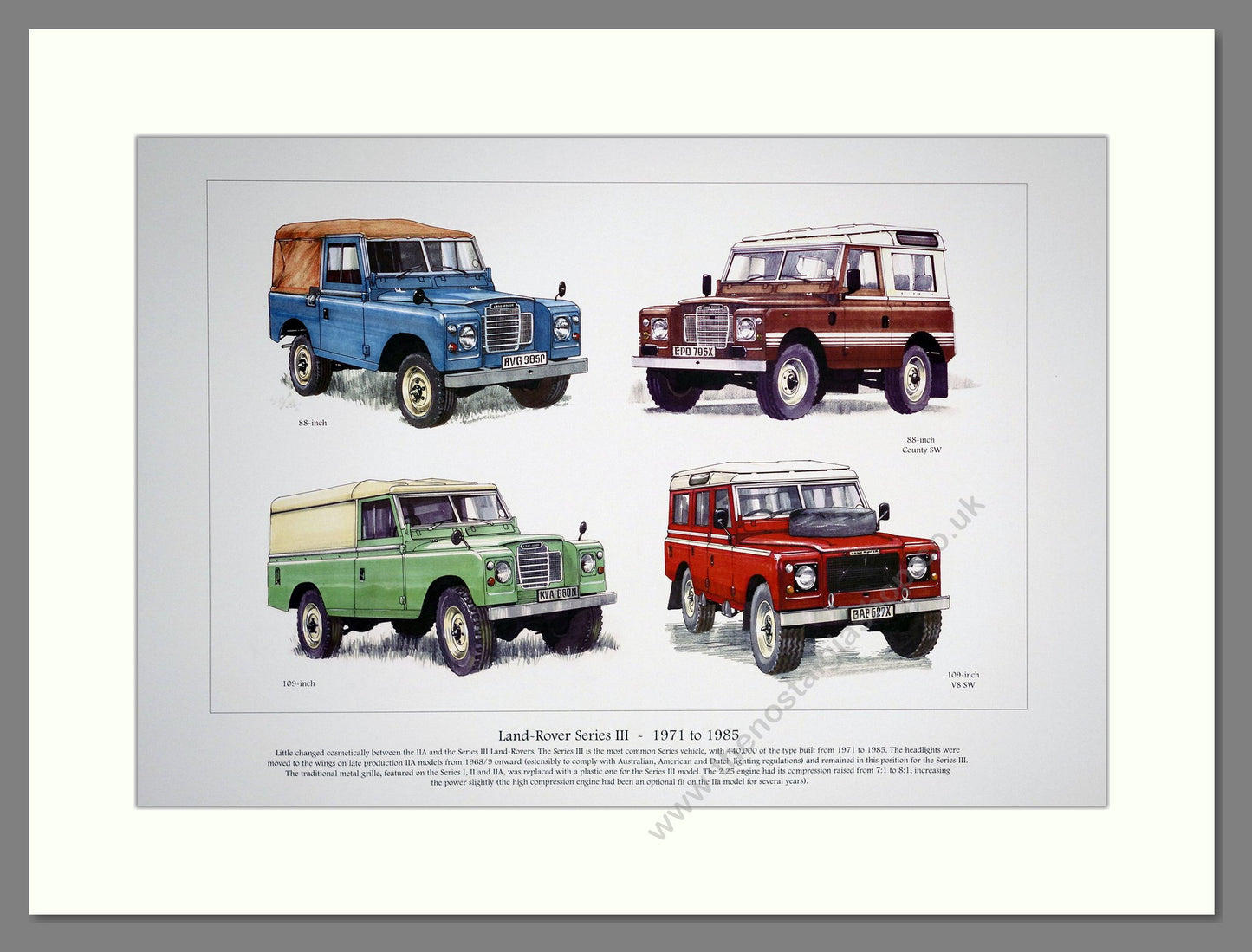 Land Rover Series III 1971 - 85  Mounted Print (ref PR 6006)