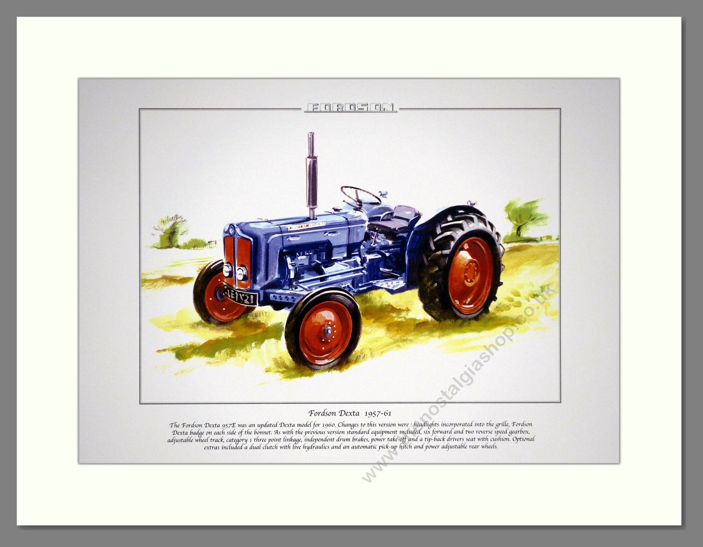 Fordson Dexta Tractor 1957-1961. Mounted Print.