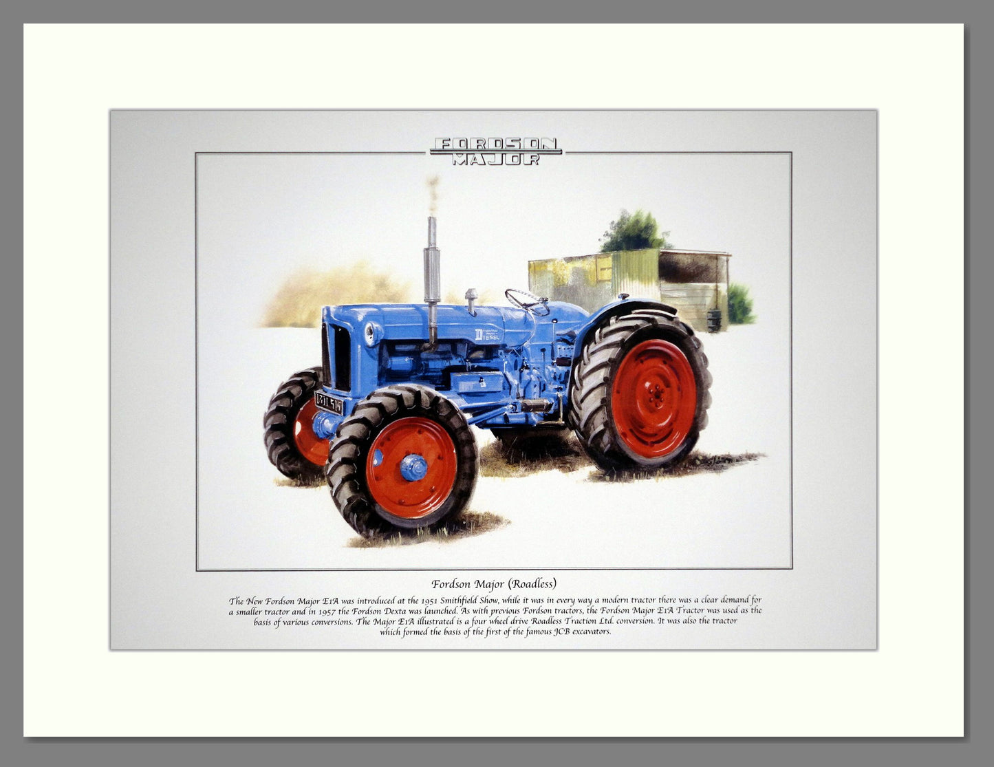 Fordson Major (Roadless) Tractor. Mounted Print.