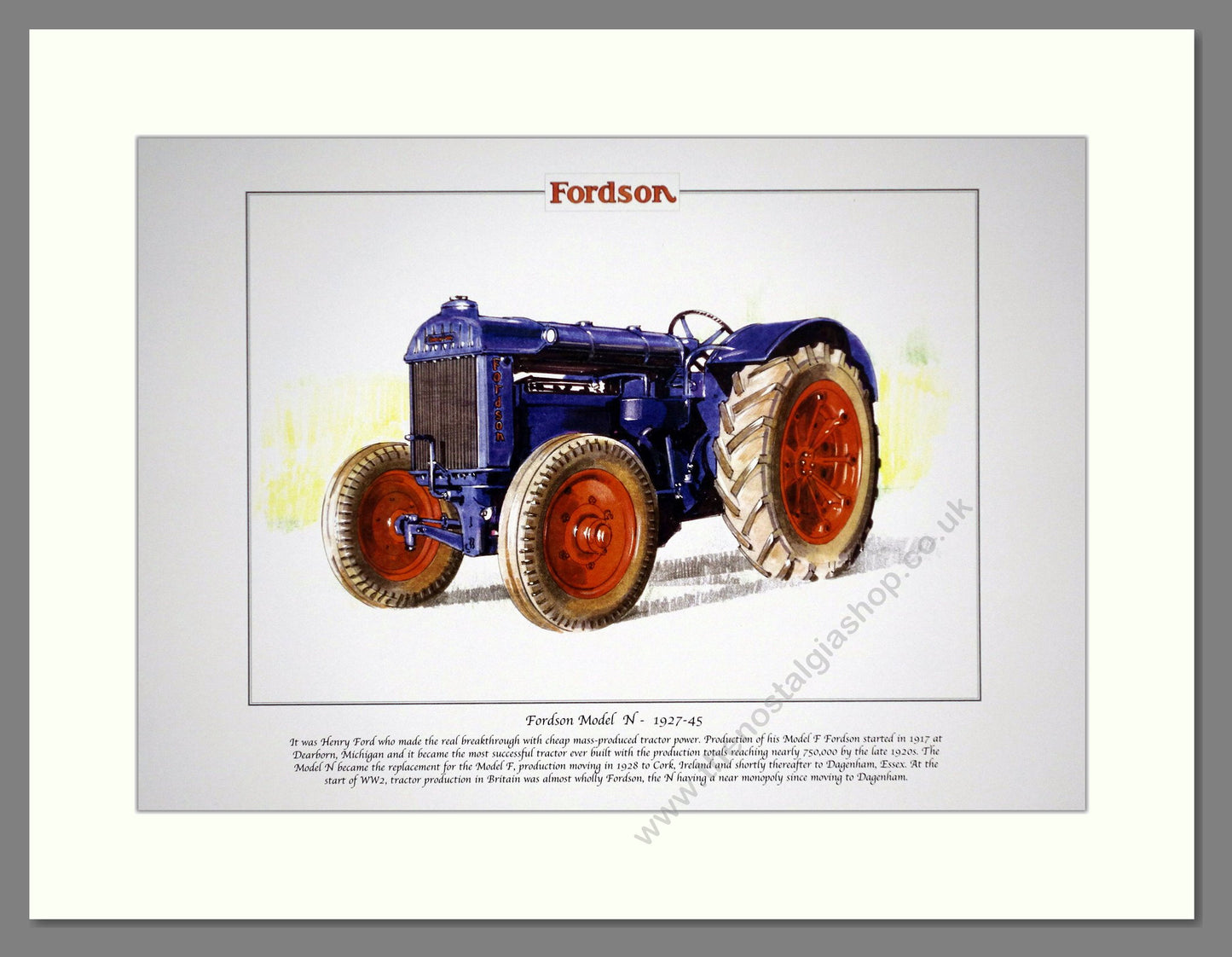 Fordson Model N 1927-45 Tractor. Mounted Print.