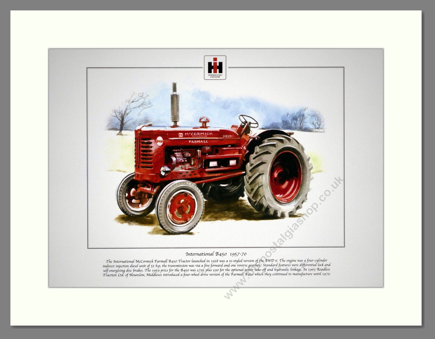 International B450 Tractor 1957-1970. Mounted Print.