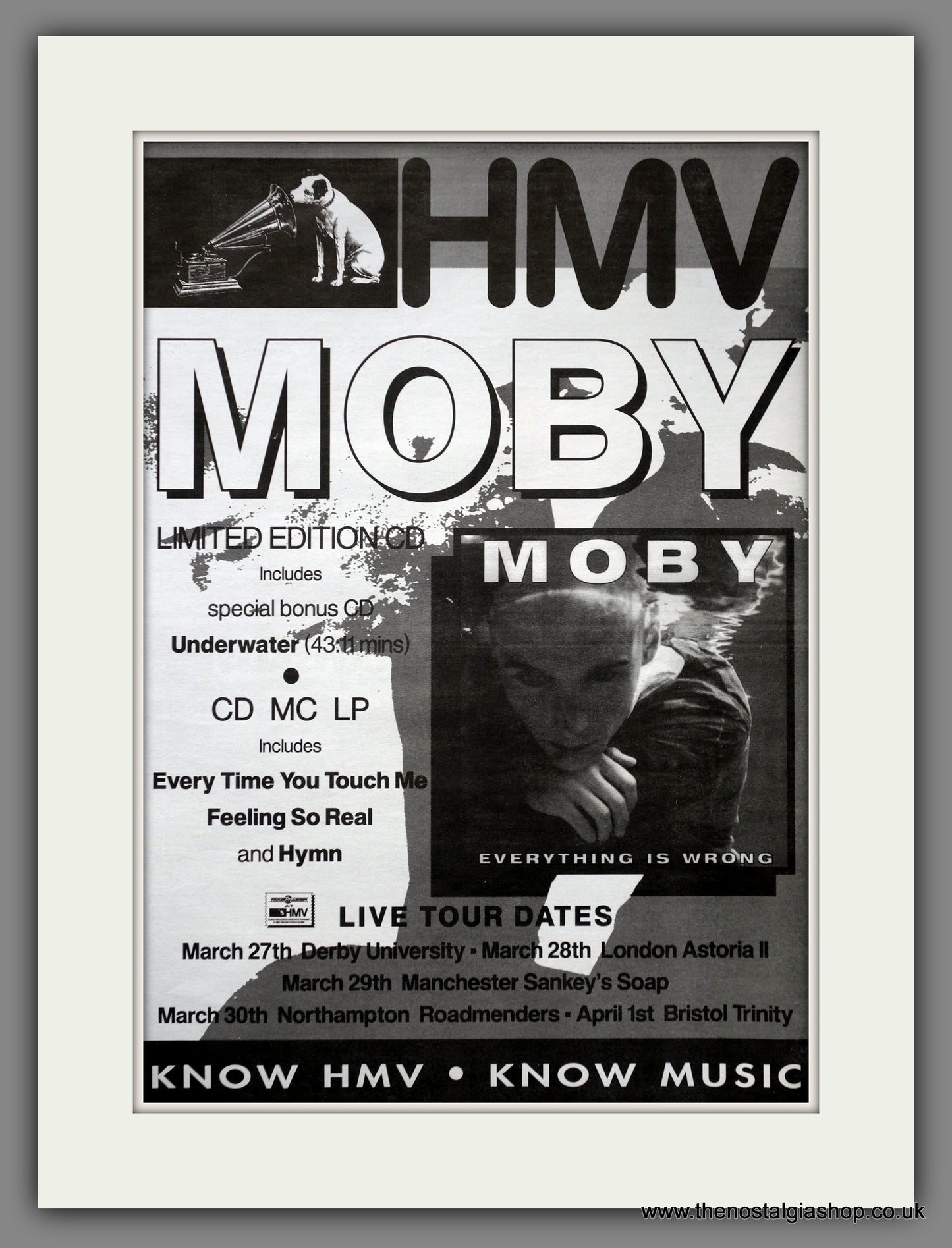 Moby Everything Is Wrong. Original Advert 1995 (ref AD15638)