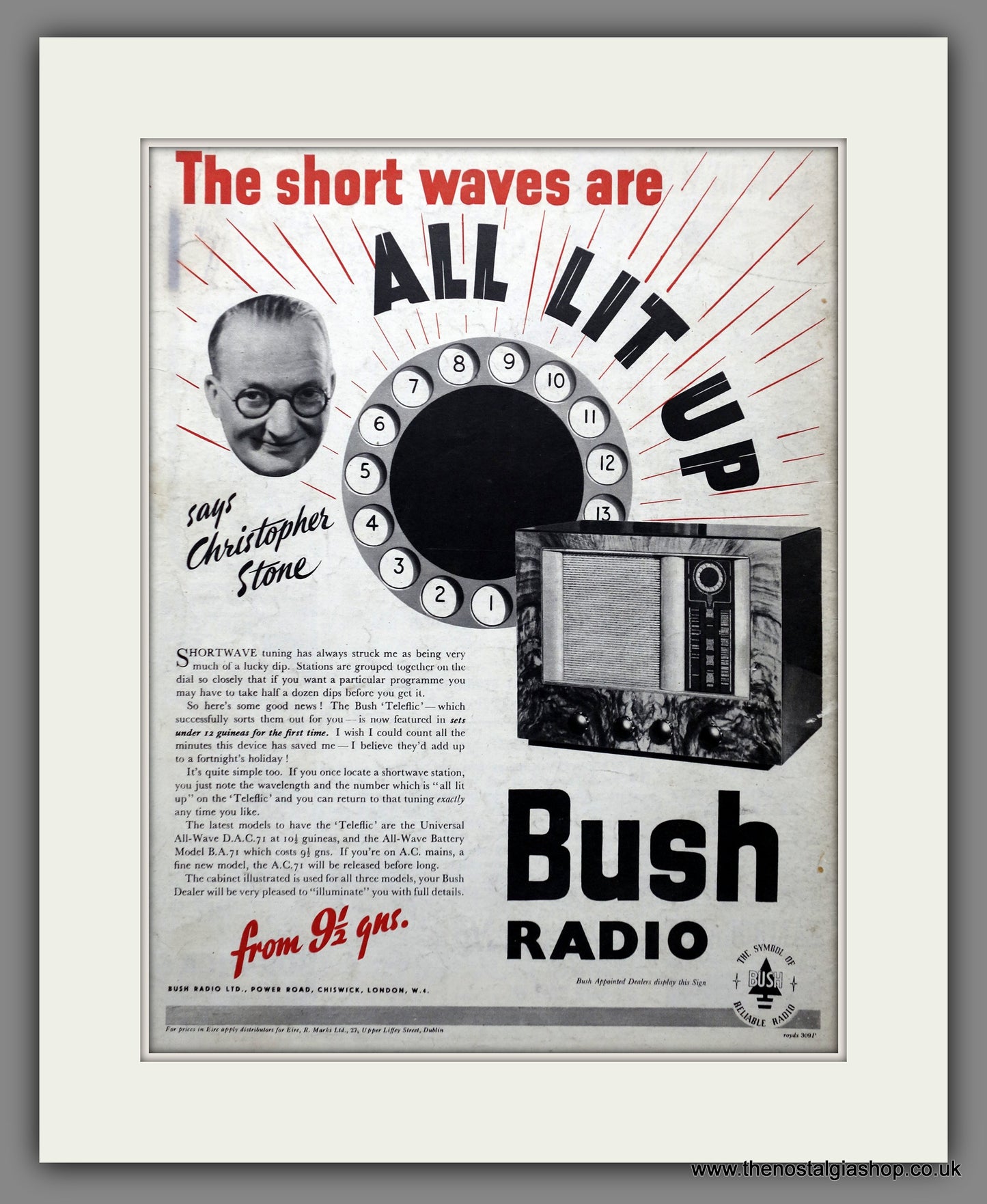 Bush Radio. Original Advert 1940 (ref AD301434)