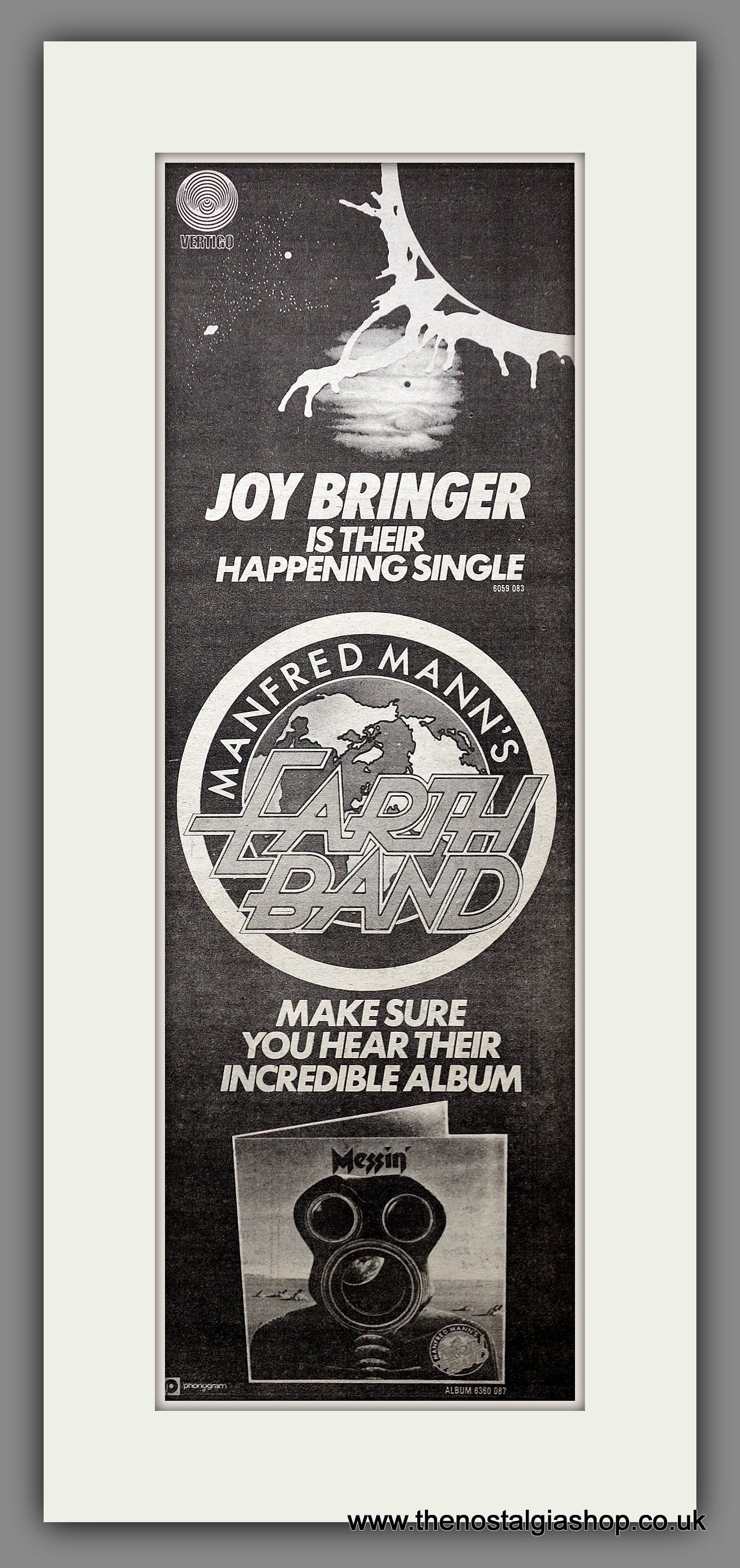 Manfred Mann's Earth Band. Joy Bringer. Original Advert 1973 (ref AD200783)