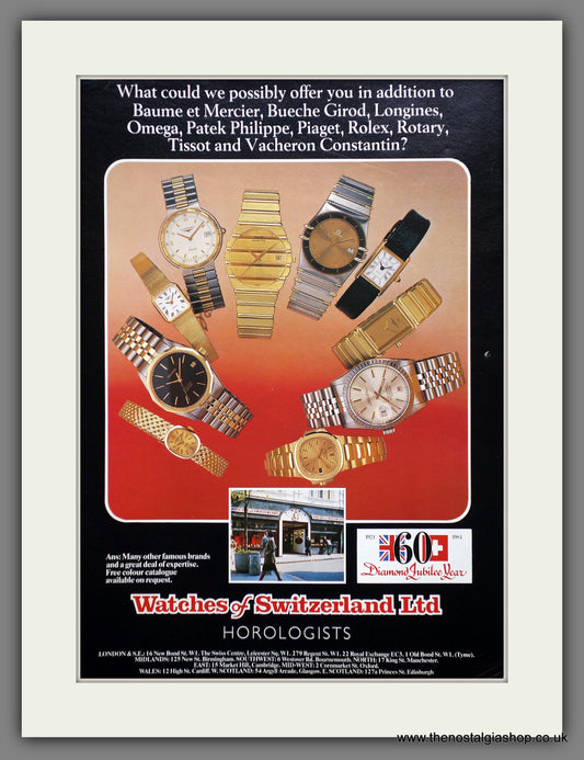 Watches of Switzerland. Original Advert 1984 (ref AD61200)