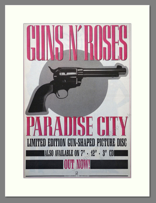 Guns N' Roses Paradise City. Original Vintage Advert 1989 (ref AD15671)