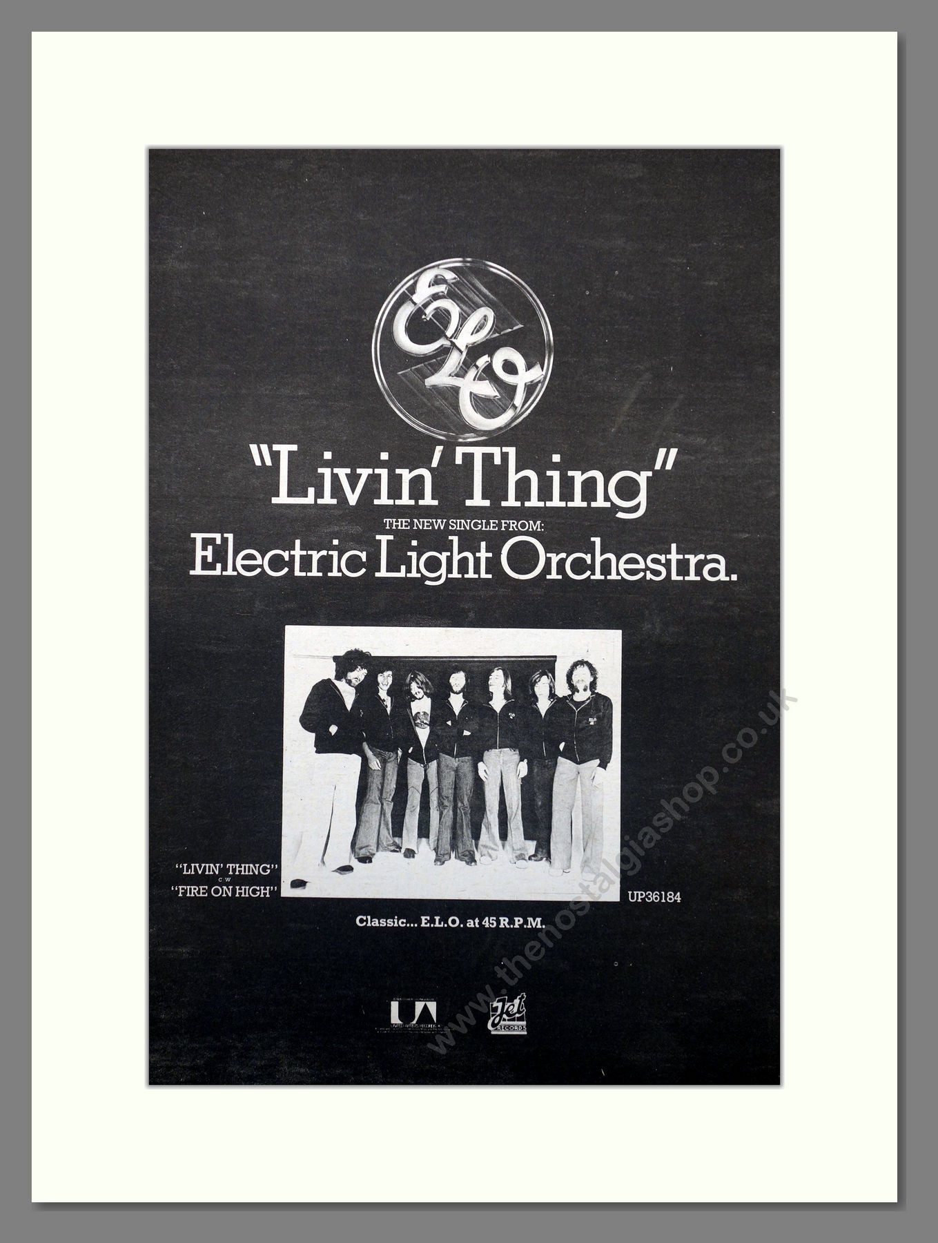 ELO Livin' Thing. Original Advert 1976 (ref AD15676)