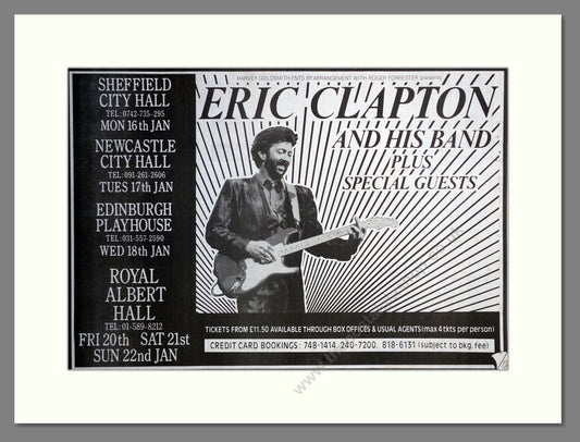 Eric Clapton UK Concerts. Large Original Advert 1988 (ref AD15678)