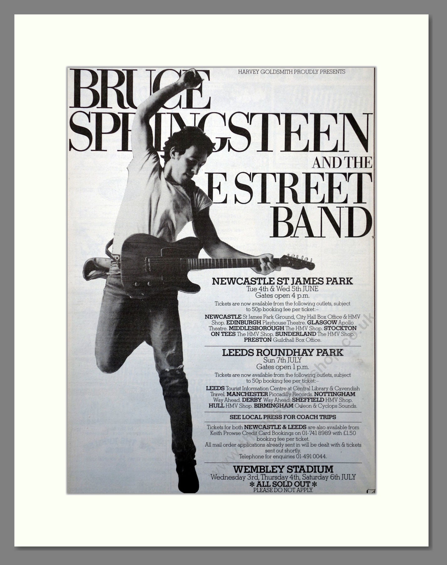 Bruce Springsteen Concerts. 1985 Large Original Advert (ref AD15689 ...