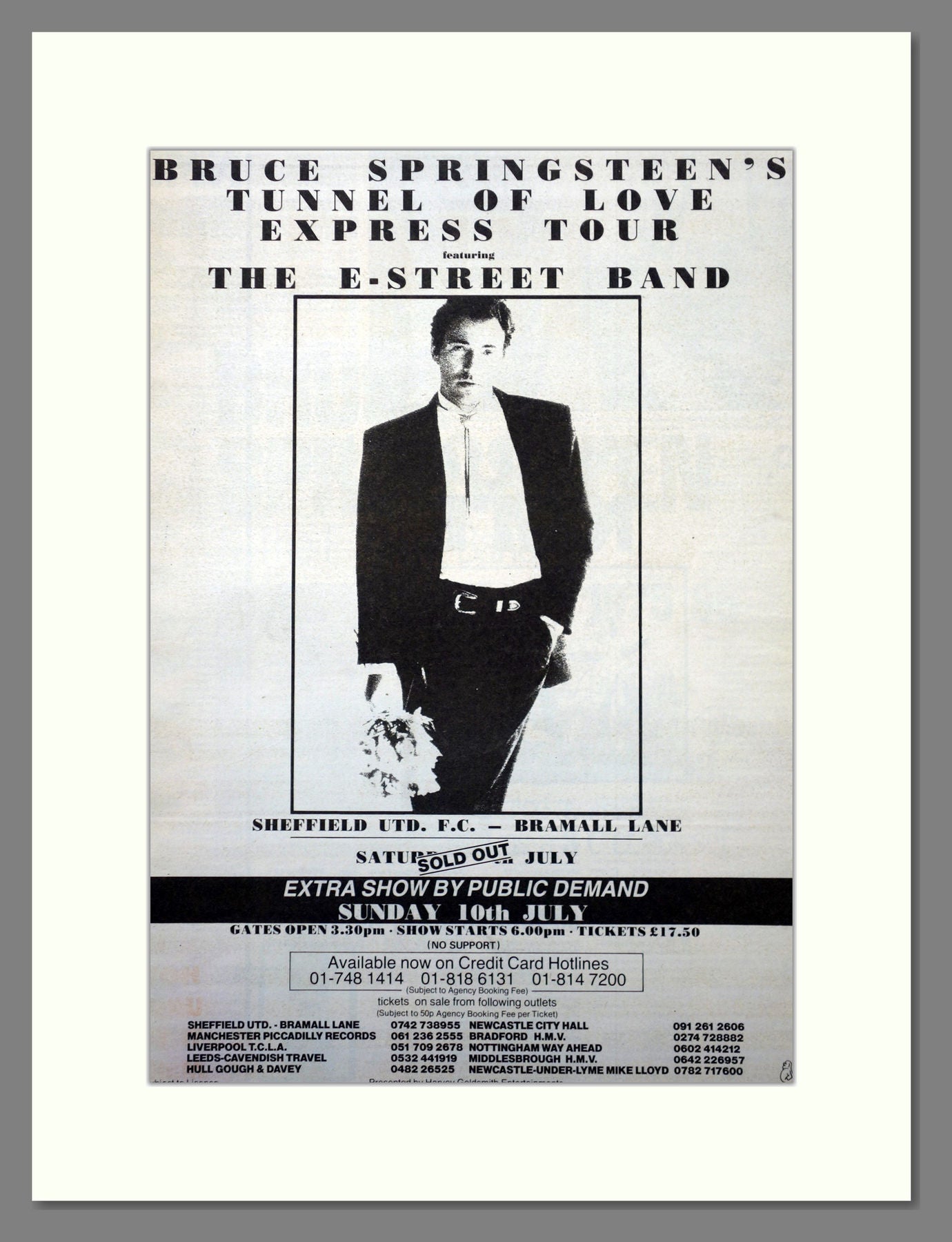 Bruce Springsteen at Bramall Lane Concert. 1988 Large Original Advert (ref AD15690)